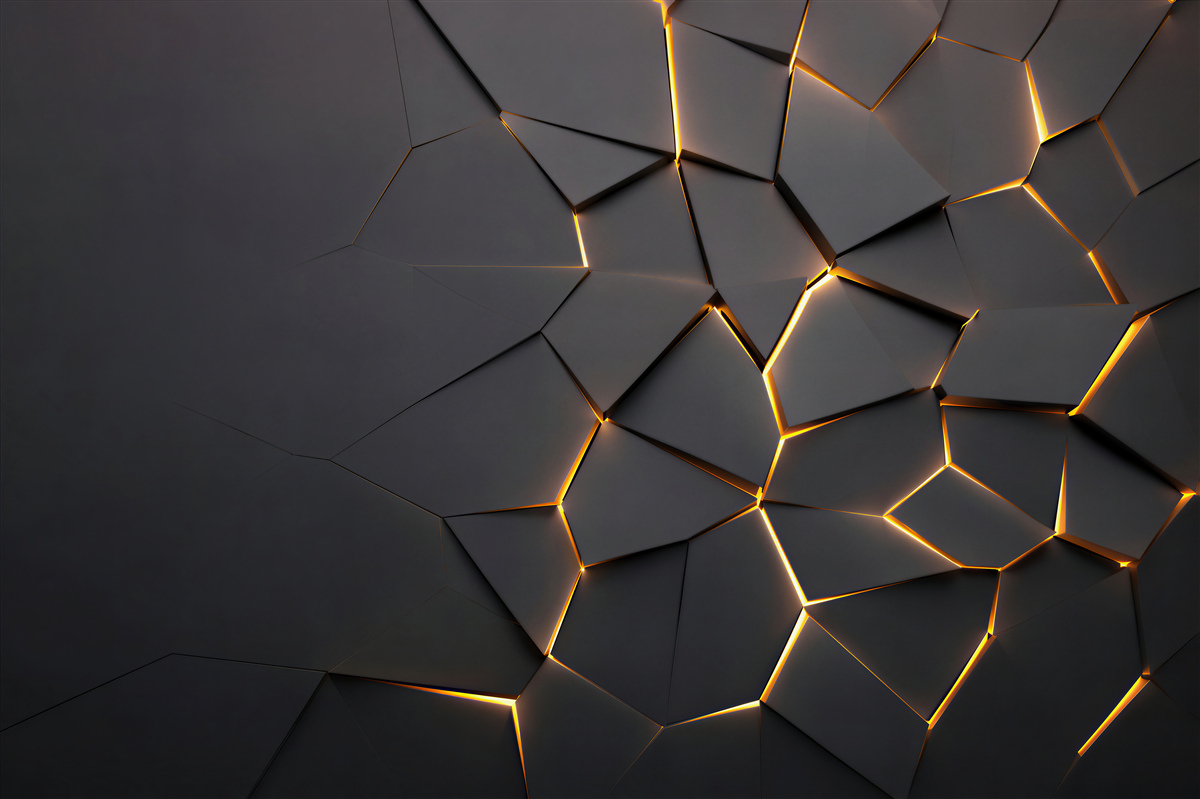 Fototapeta geometryczna abstrakcja czarna ze złotym podświetleniem nowoczesna