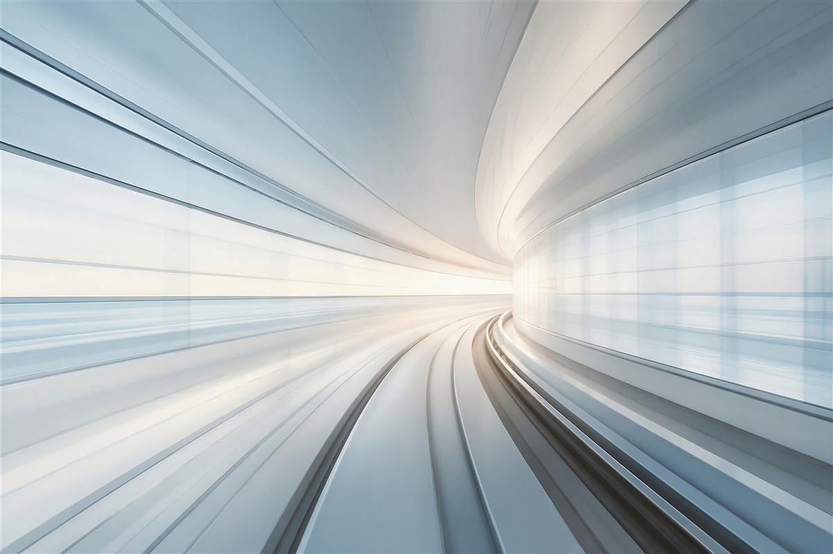 Fototapeta futurystyczny tunel w błękitnych tonach nowoczesna abstrakcja