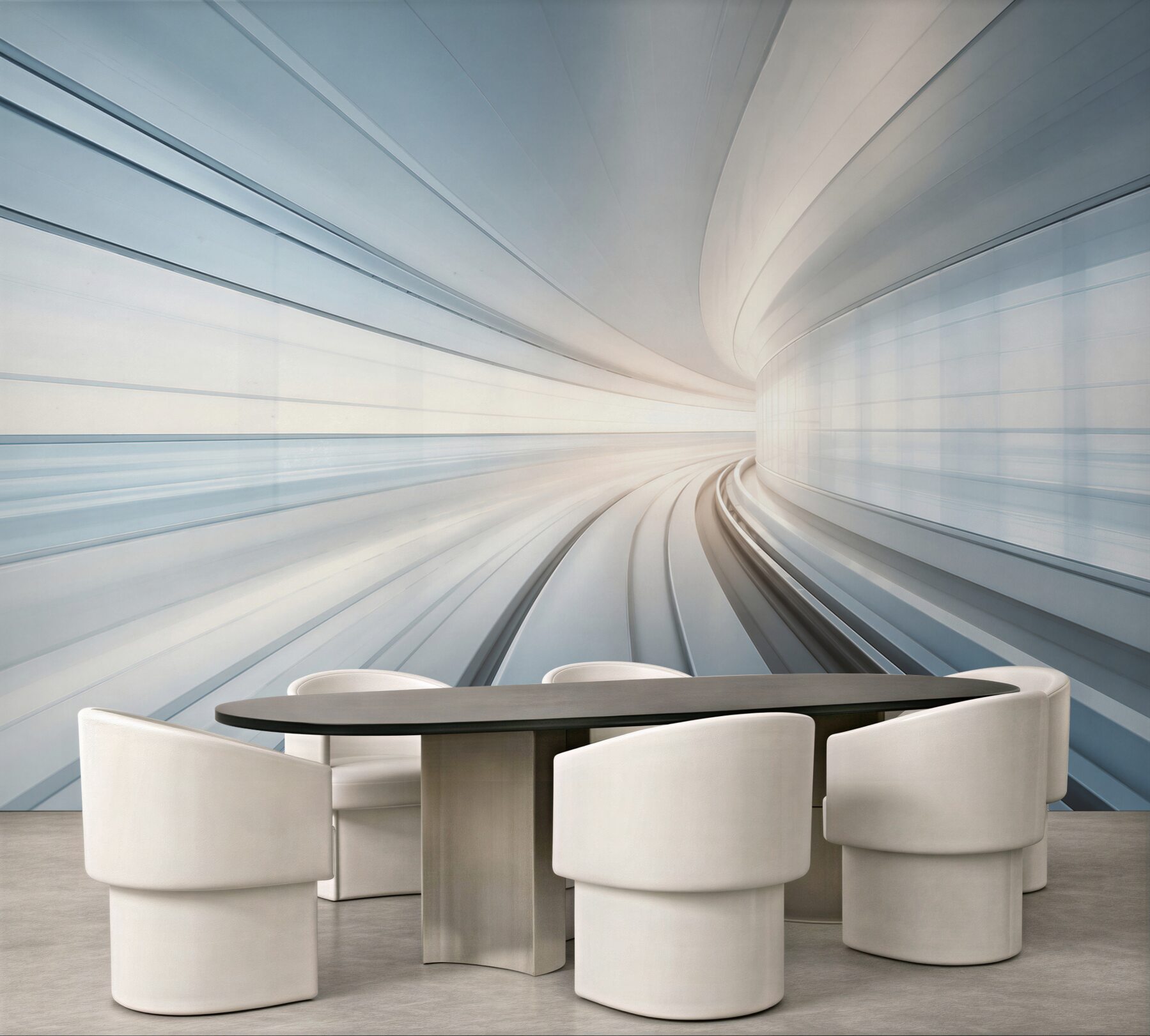 Fototapeta futurystyczny tunel w błękitnych tonach nowoczesna abstrakcja?v23