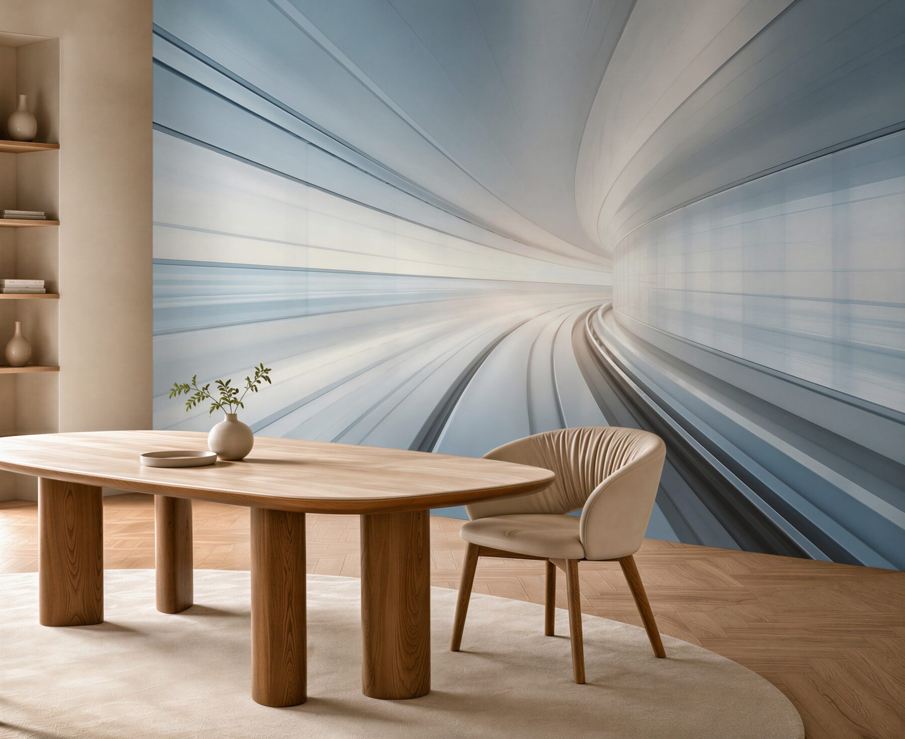 Fototapeta futurystyczny tunel w błękitnych tonach nowoczesna abstrakcja?v23