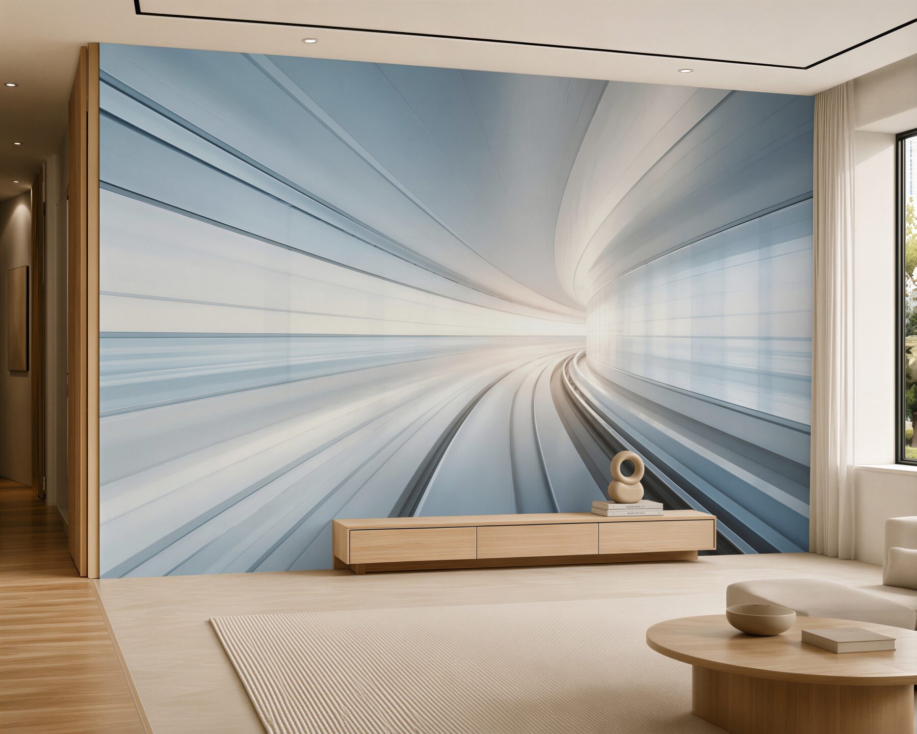 Fototapeta futurystyczny tunel w błękitnych tonach nowoczesna abstrakcja?v23