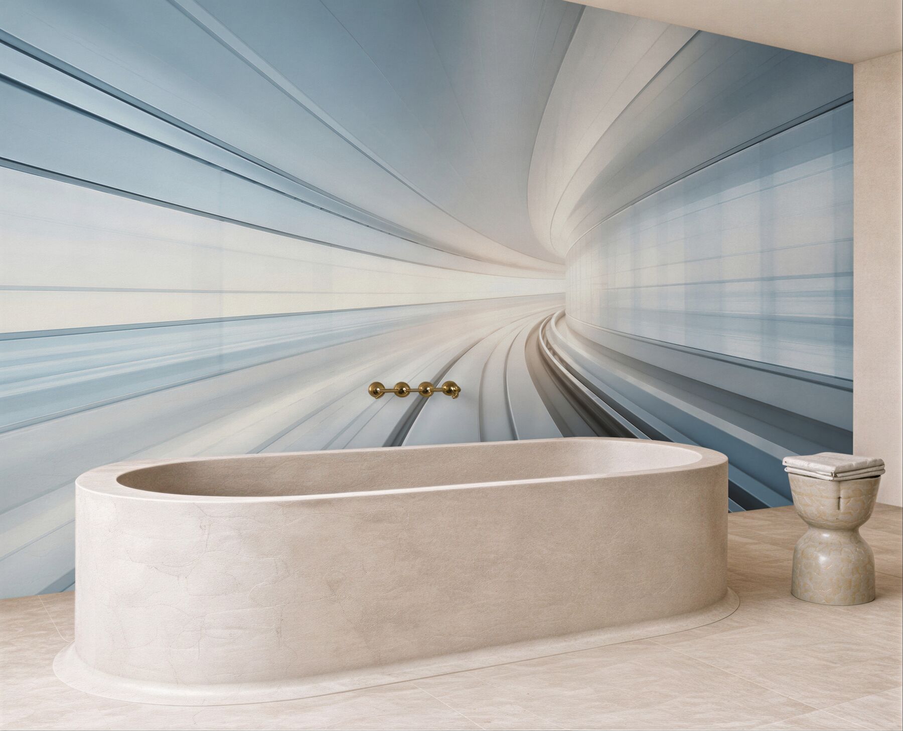 Fototapeta futurystyczny tunel w błękitnych tonach nowoczesna abstrakcja?v23