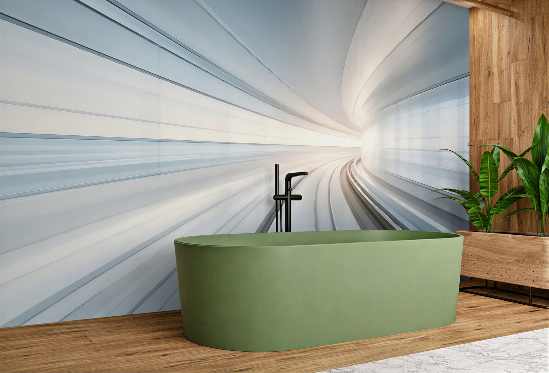 Fototapeta futurystyczny tunel w błękitnych tonach nowoczesna abstrakcja?v23