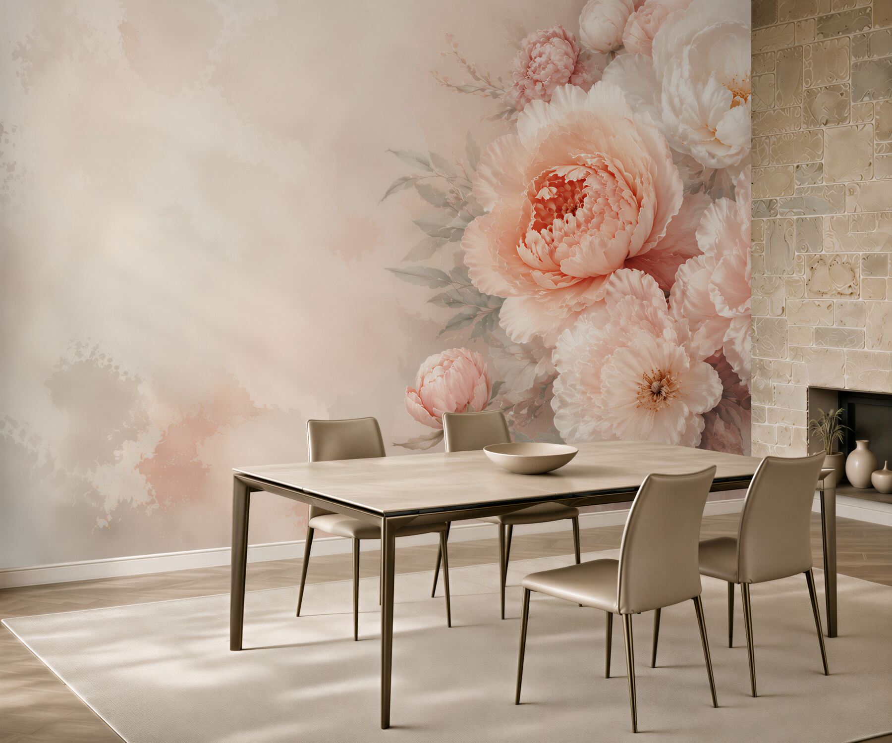 Fototapeta kremowe piwonie w pastelowym różu elegancka kompozycja?v23