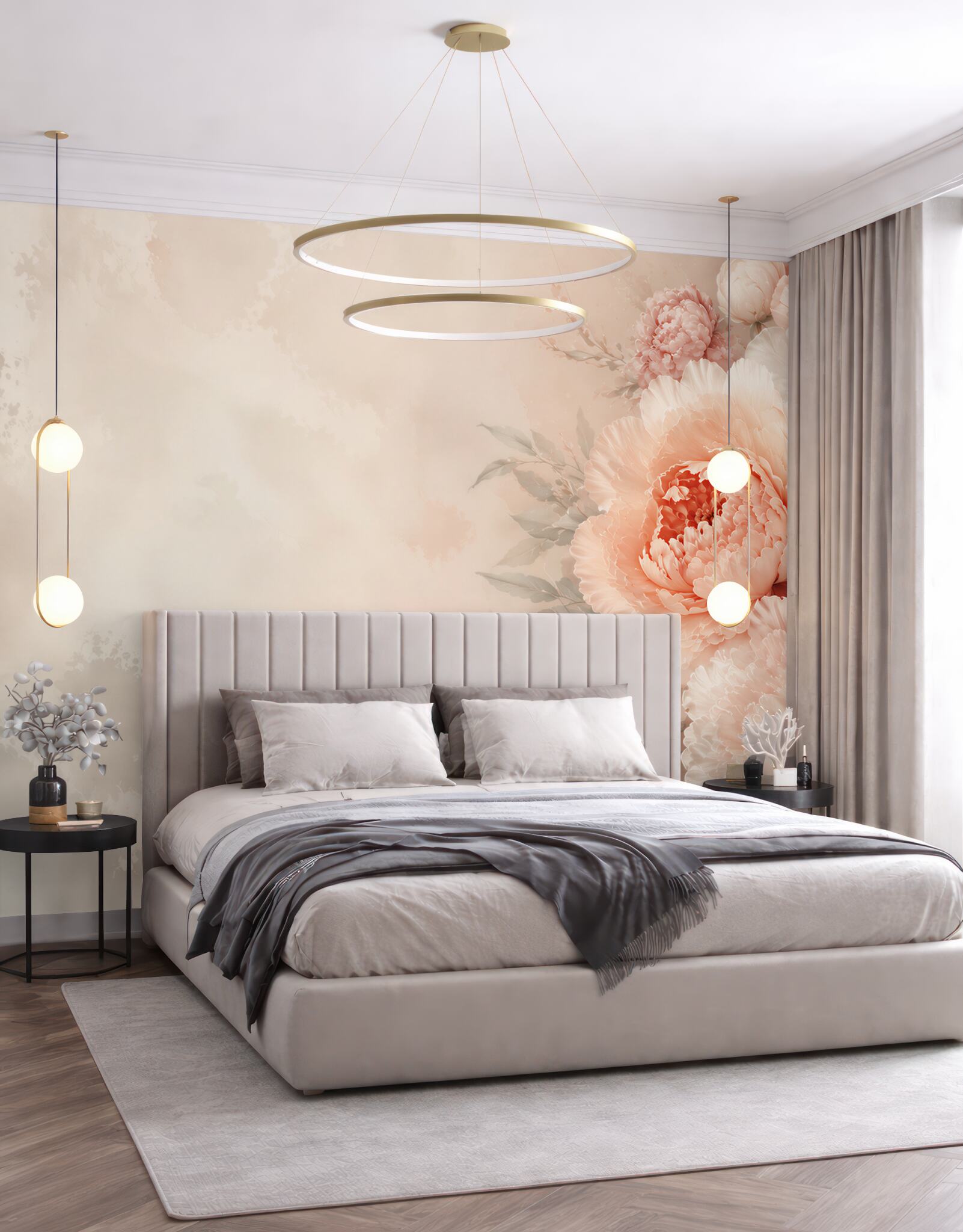 Fototapeta kremowe piwonie w pastelowym różu elegancka kompozycja?v23
