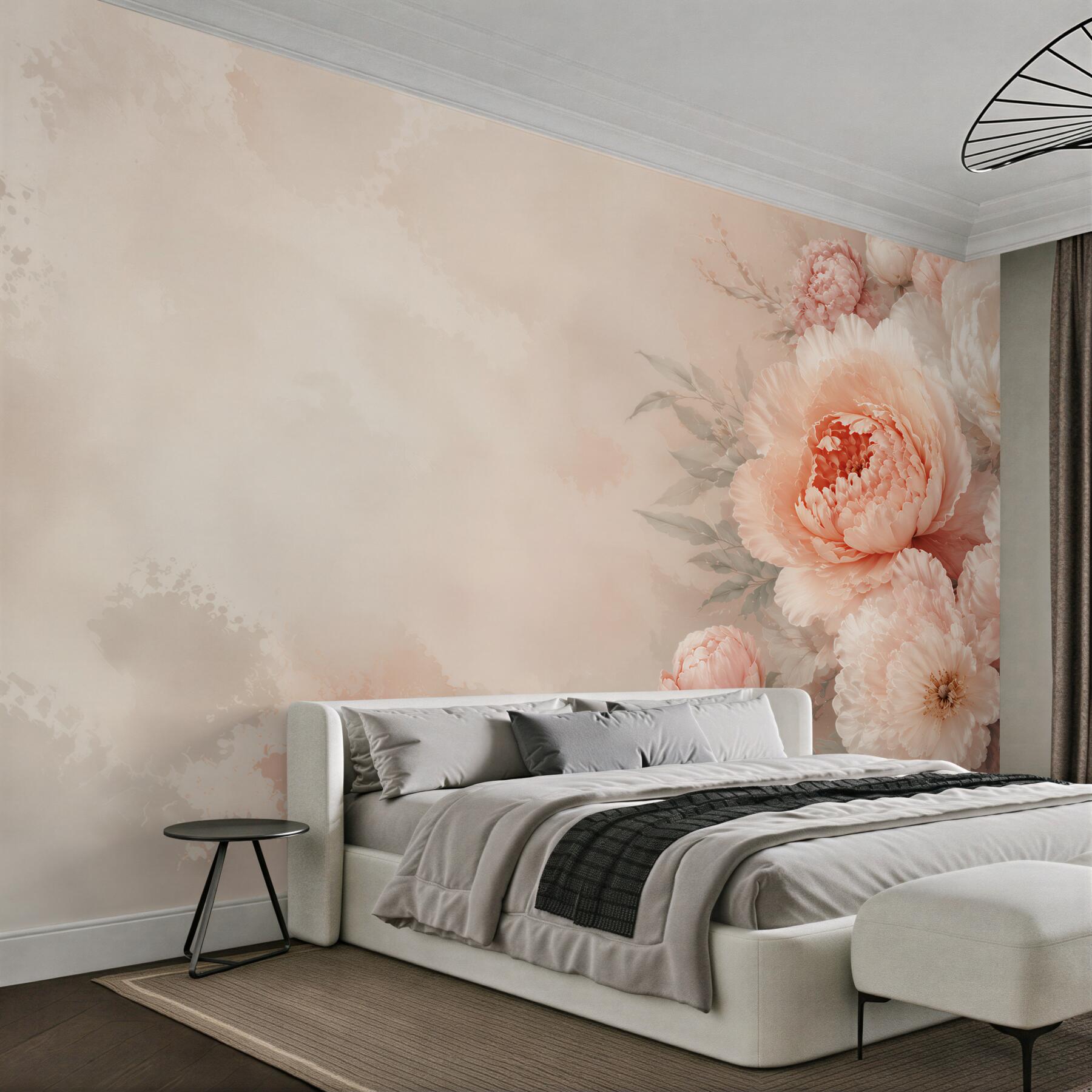 Fototapeta kremowe piwonie w pastelowym różu elegancka kompozycja?v23