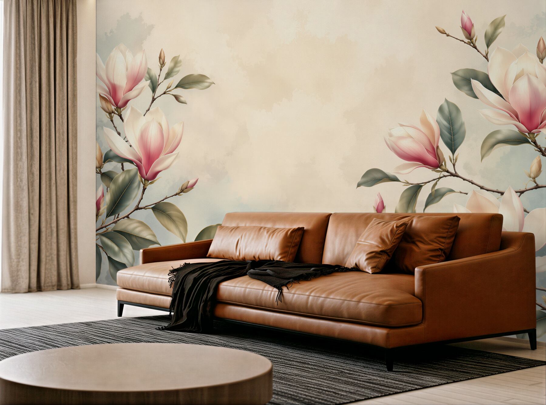 Fototapeta magnolie na gałęziach kremowo różowe subtelna elegancja?v23