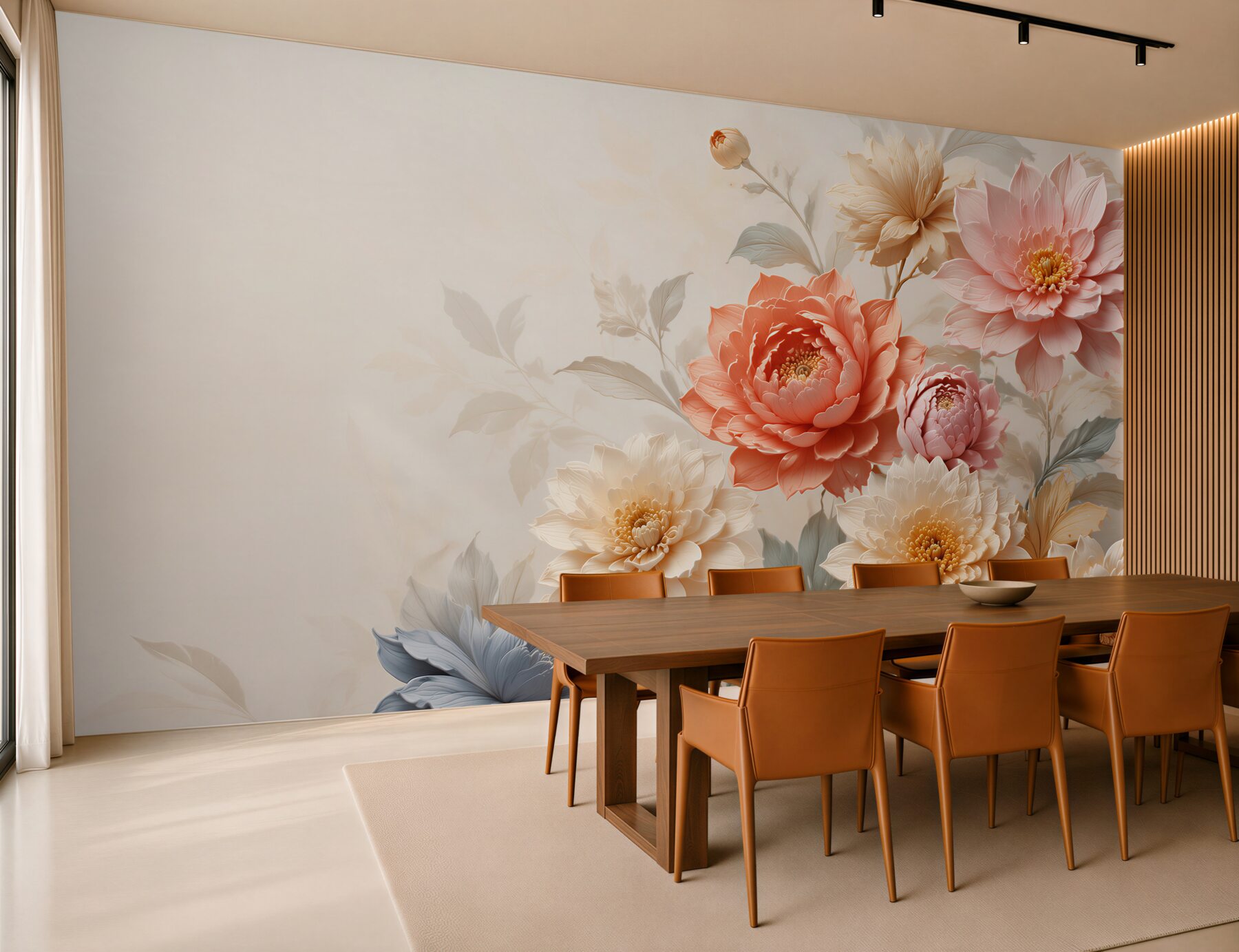 Fototapeta pastelowe dalie i piwonie w kremowym tle elegancka?v23