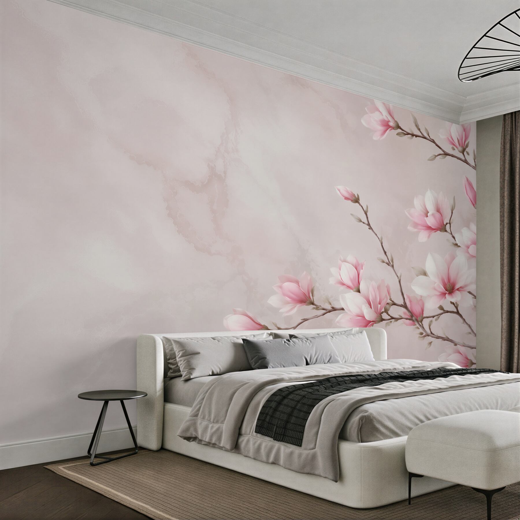 Fototapeta magnolie różowe na gałęziach na jasnym tle?v23