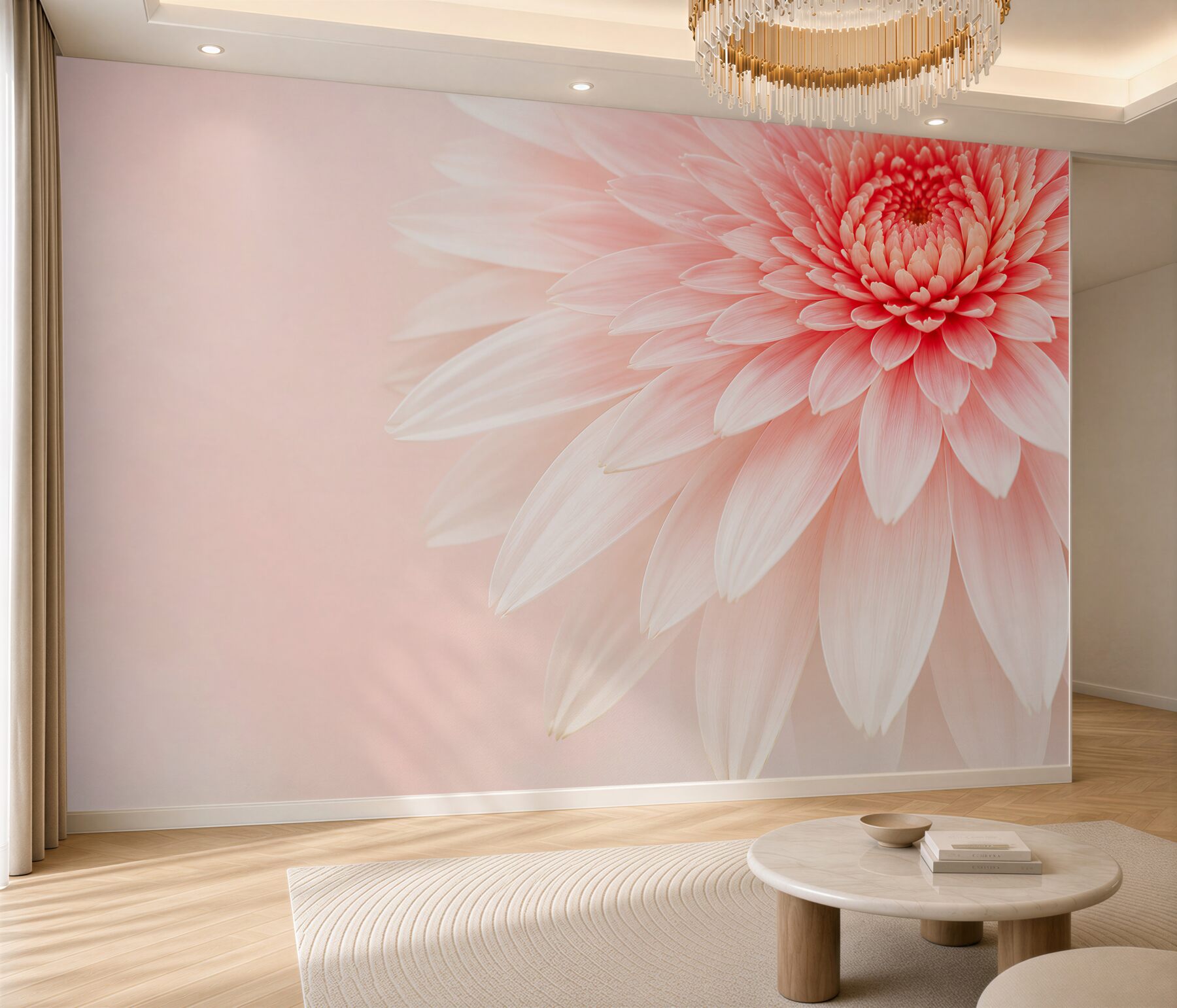 Fototapeta różowa dalia makro na pastelowym tle?v23