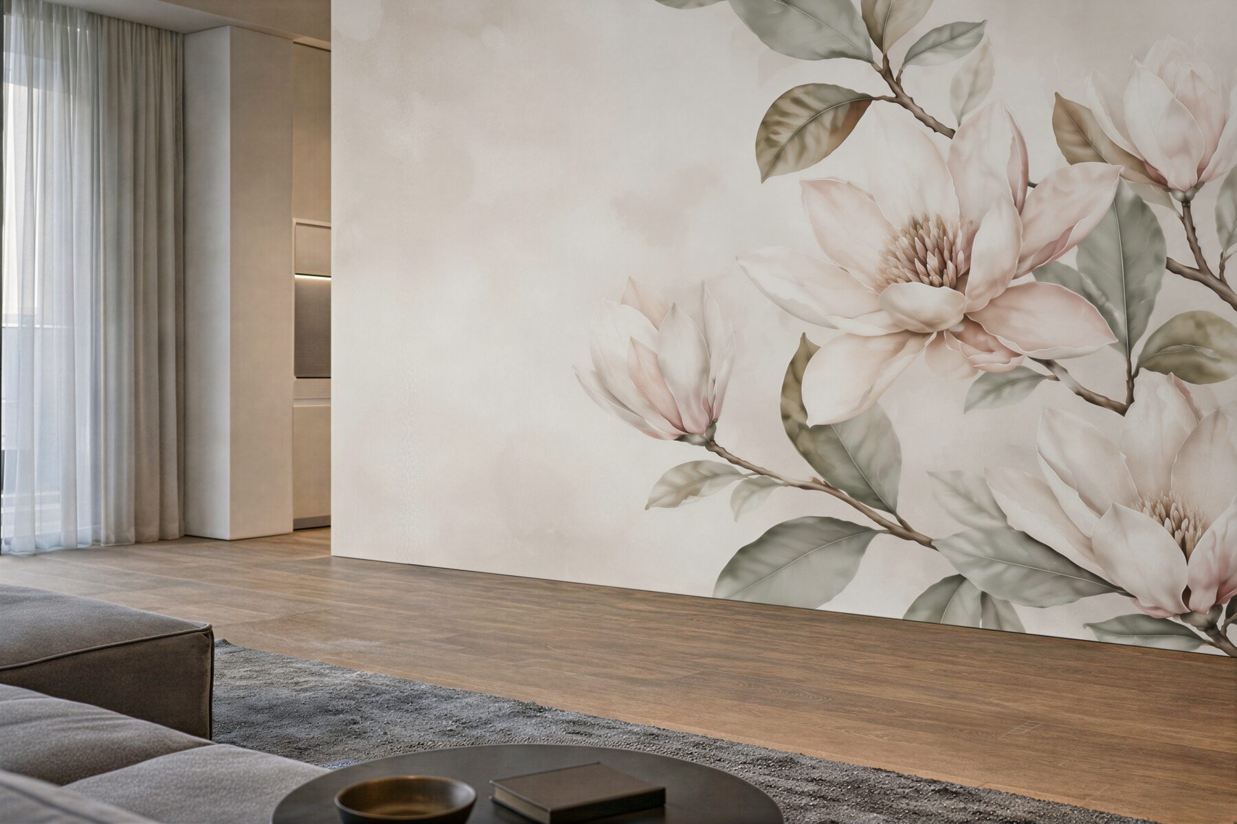 Fototapeta magnolie kremowe na gałęziach do eleganckiego salonu?v23