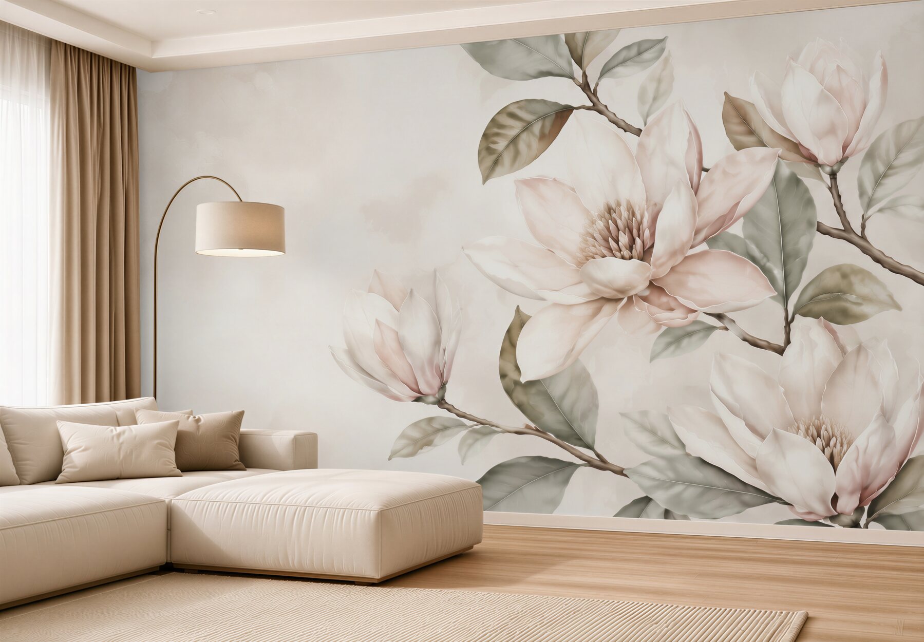 Fototapeta magnolie kremowe na gałęziach do eleganckiego salonu?v23