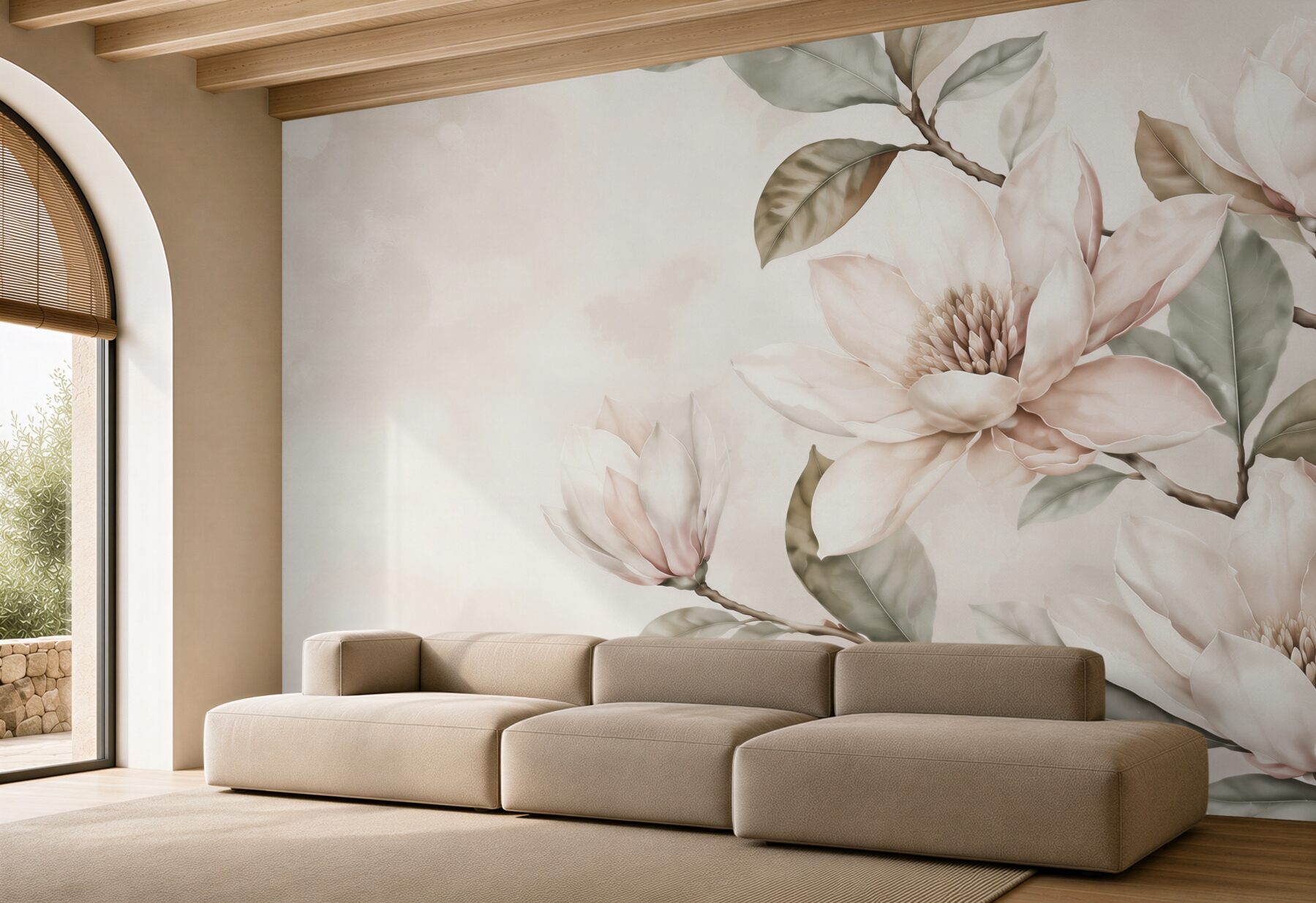 Fototapeta magnolie kremowe na gałęziach do eleganckiego salonu?v23