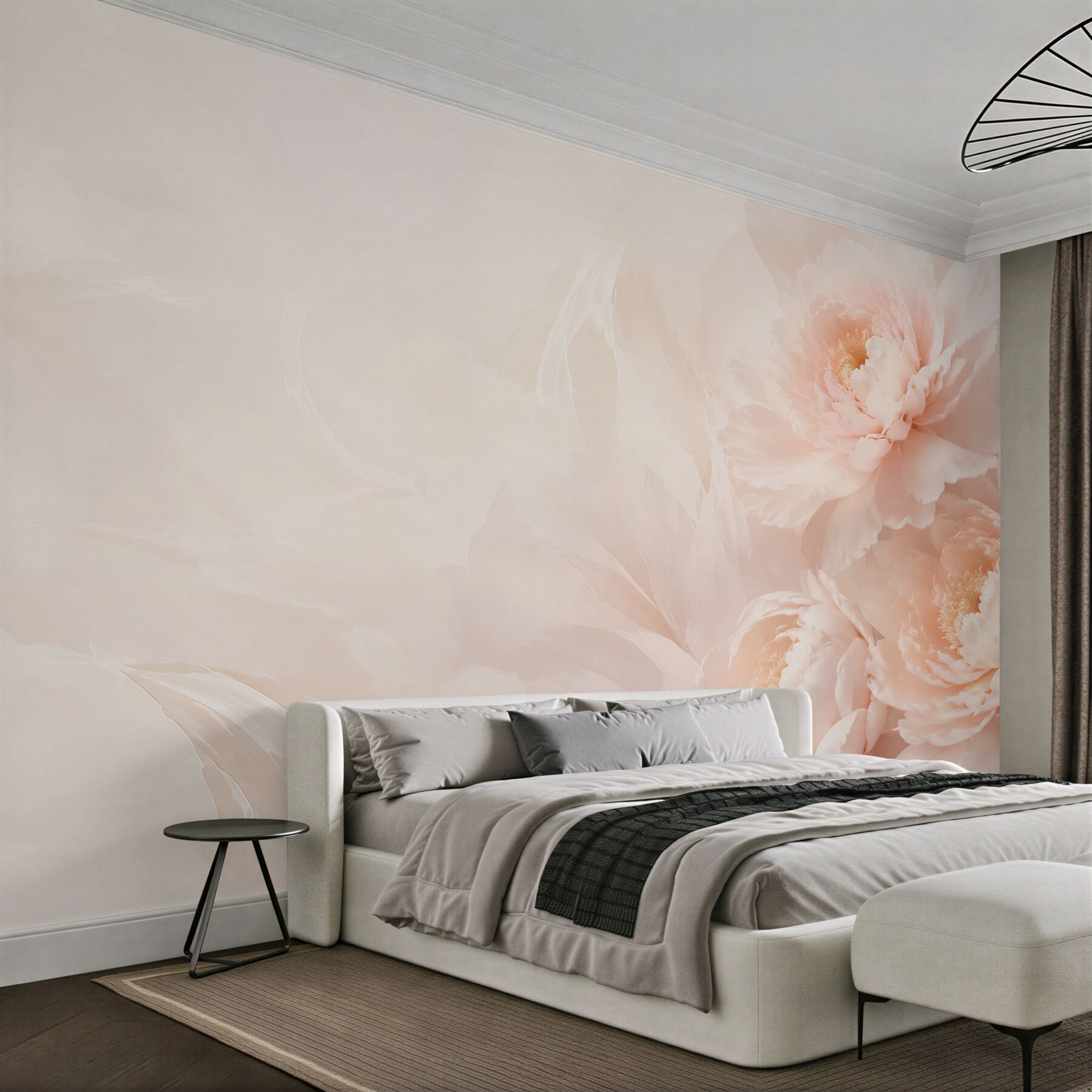Fototapeta piwonie jasnobeżowe i pudroworóżowe miękka elegancja?v23