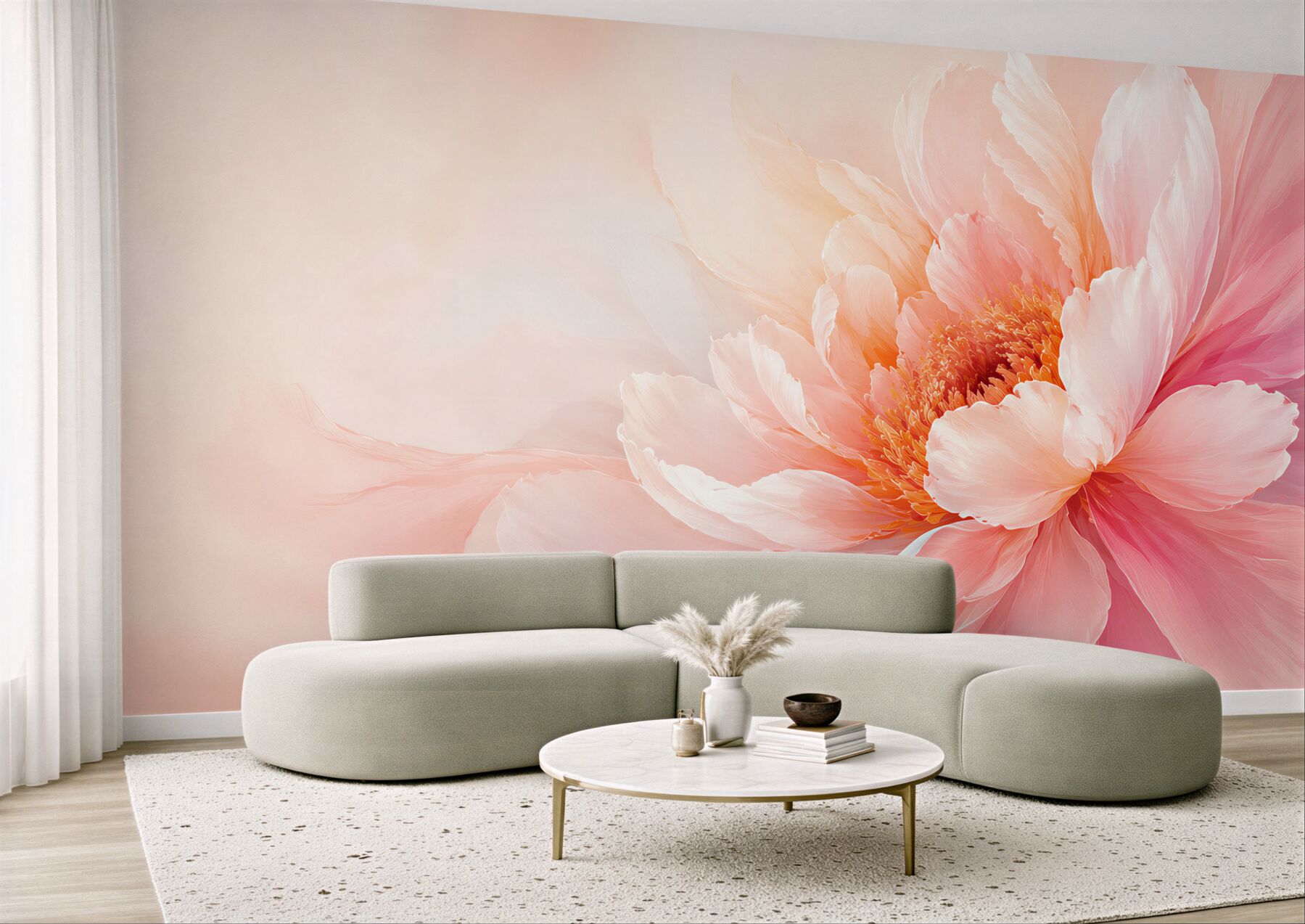 Fototapeta duży kwiat piwonii różowy w miękkiej pastelowej odsłonie?v23
