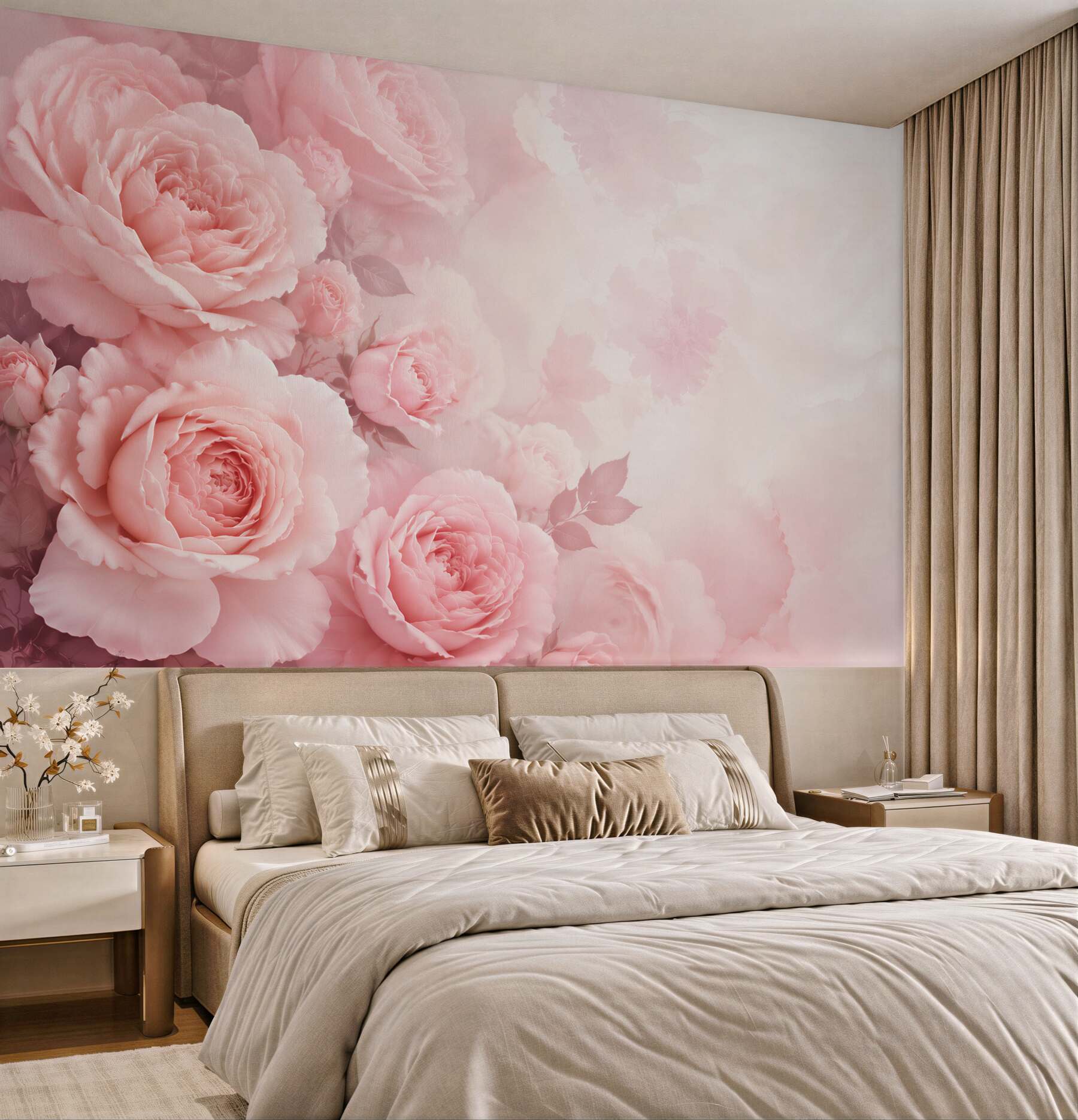 Fototapeta różowe piwonie romantyczne na jasnym pastelowym tle?v23
