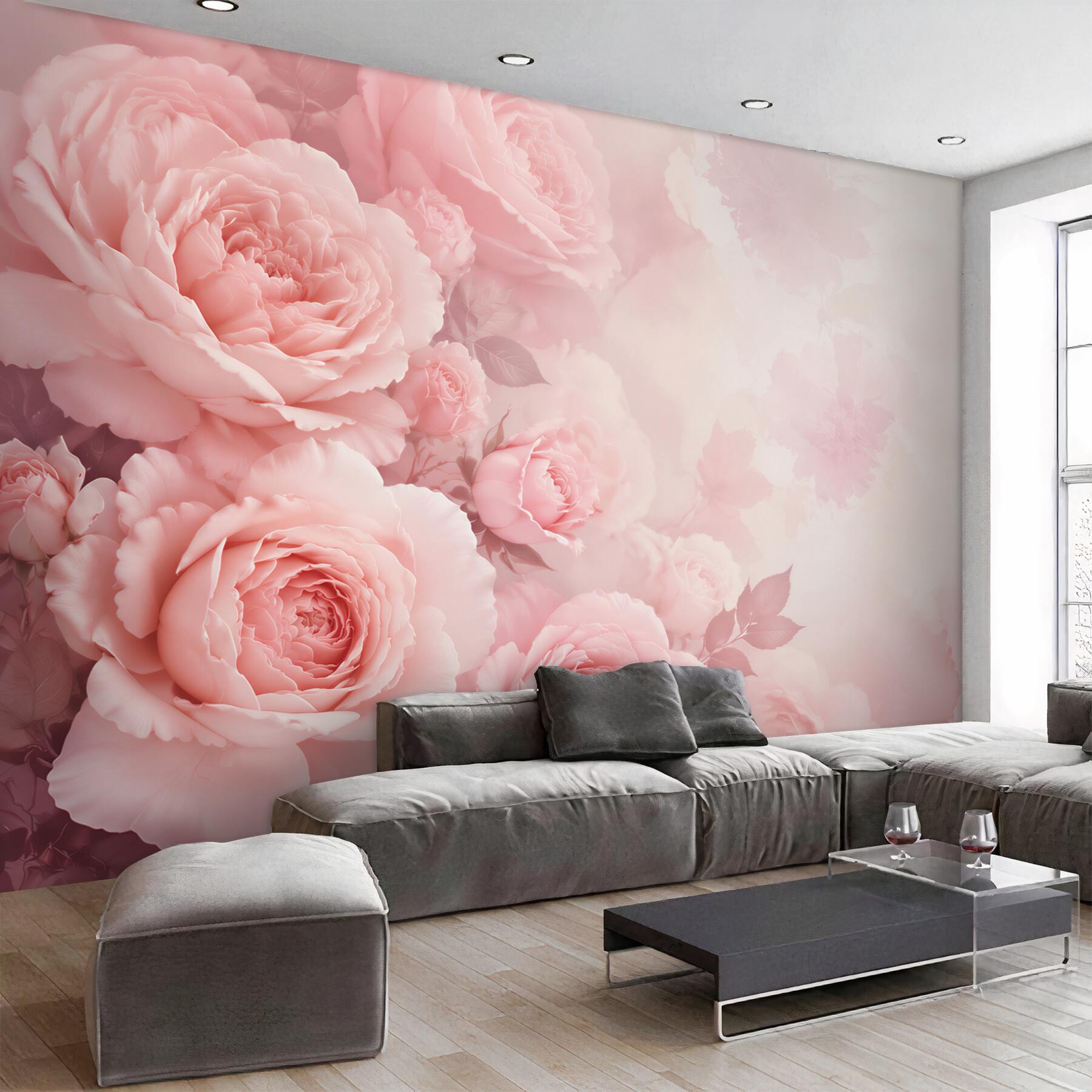 Fototapeta różowe piwonie romantyczne na jasnym pastelowym tle?v23