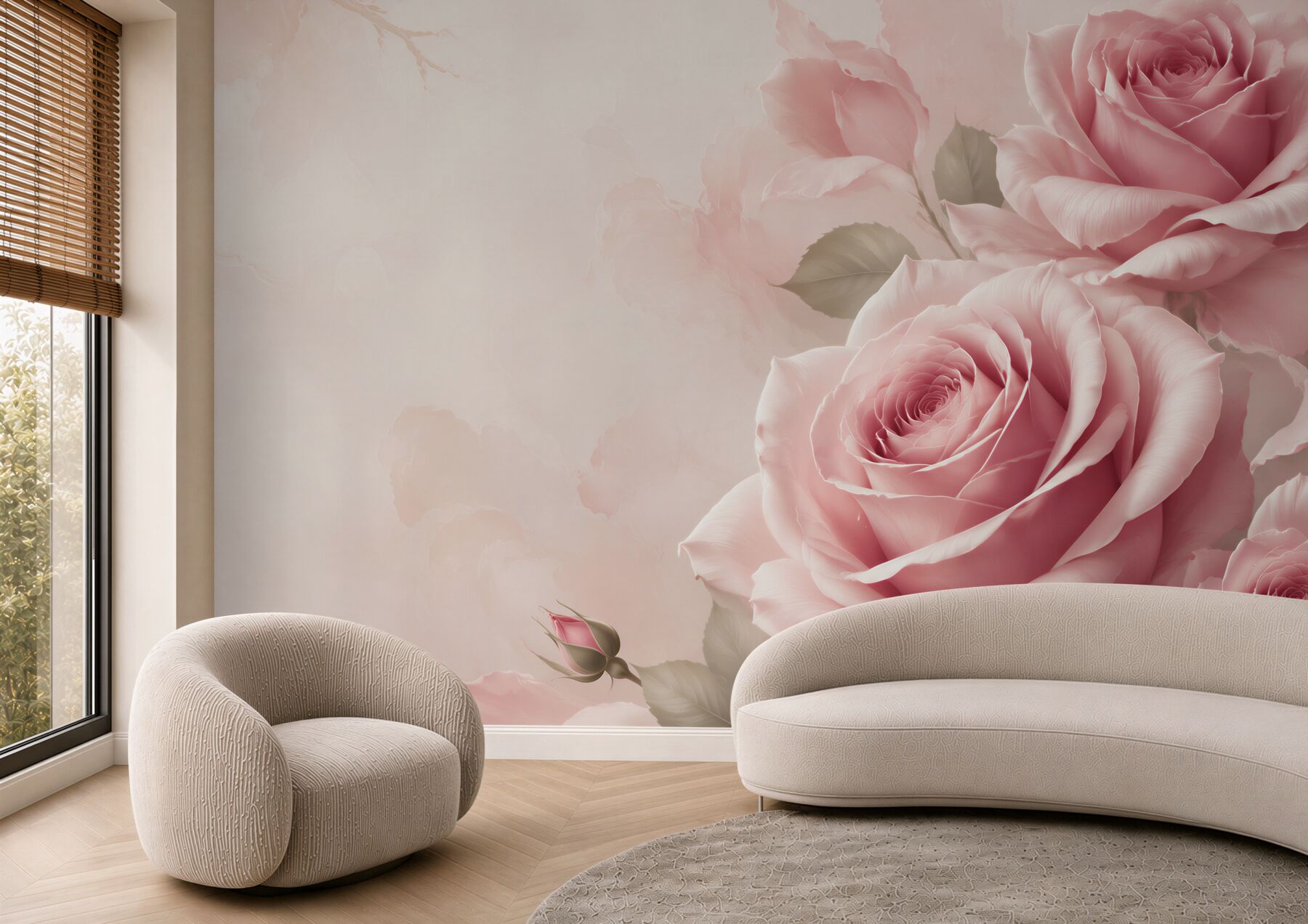 Fototapeta duże różowe róże eleganckie na jasnym tle?v23