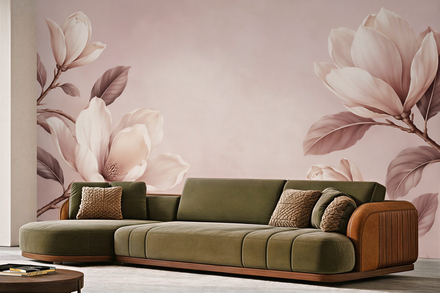 Fototapeta magnolie kremowe na gałęziach w pudrowym różu?v23