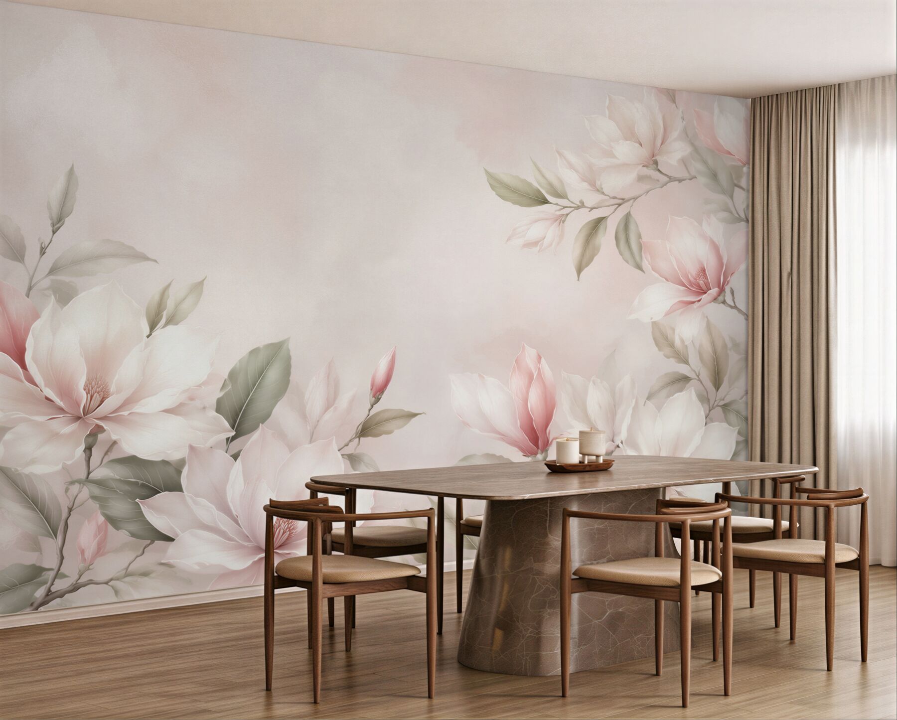 Fototapeta magnolie biało różowe subtelna elegancja?v23