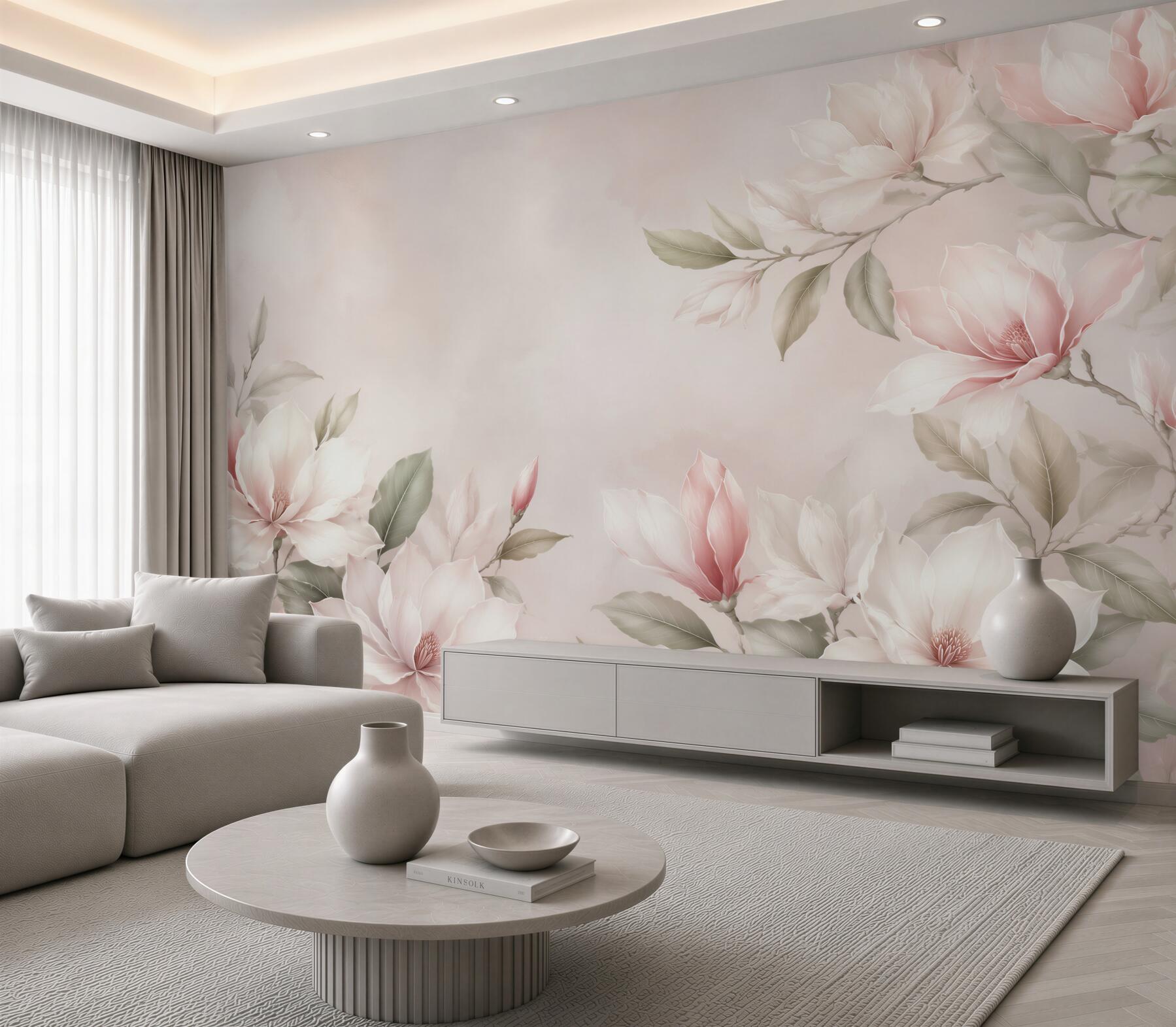 Fototapeta magnolie biało różowe subtelna elegancja?v23