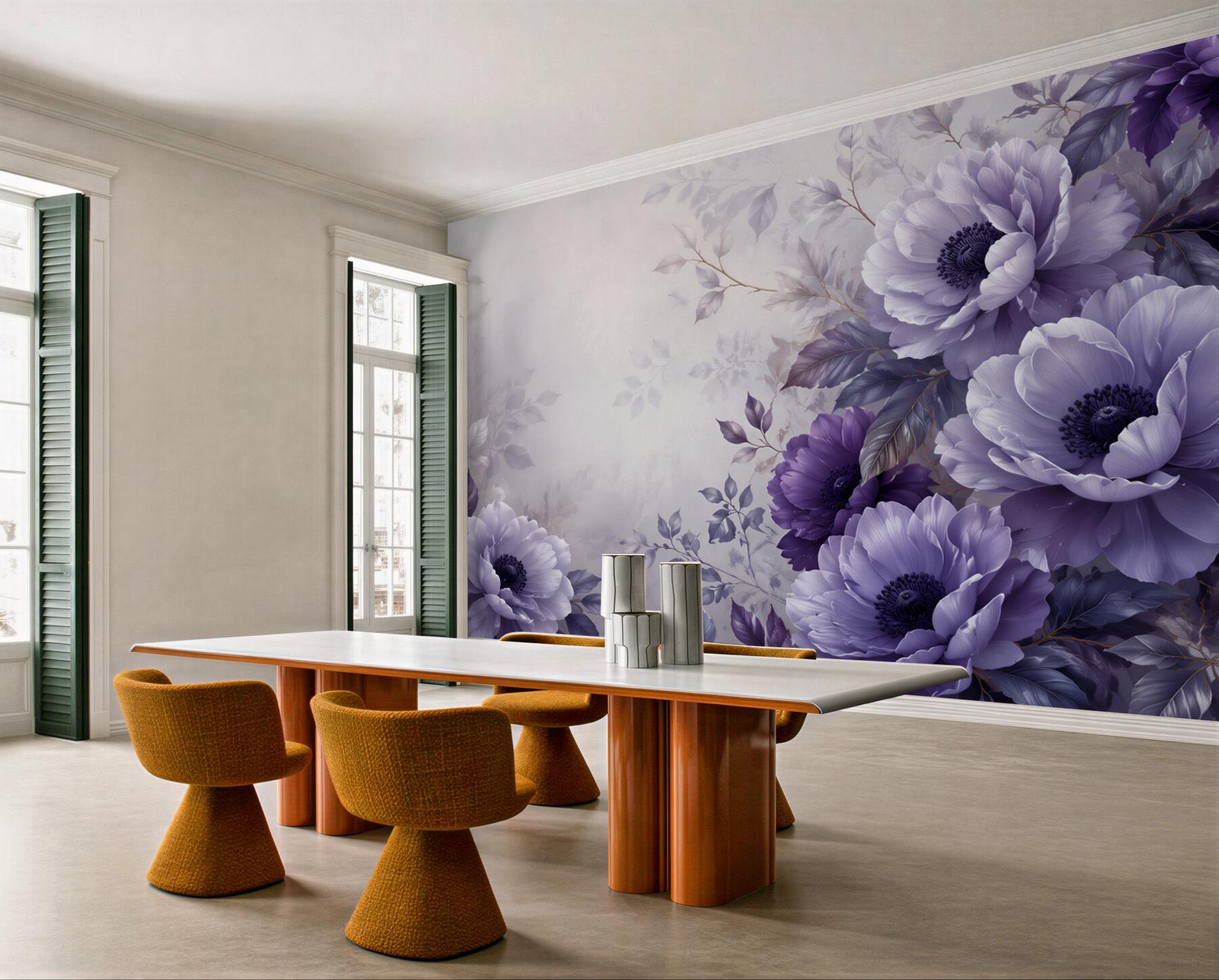 Fototapeta fioletowe anemony na pastelowym tle eleganckie?v23
