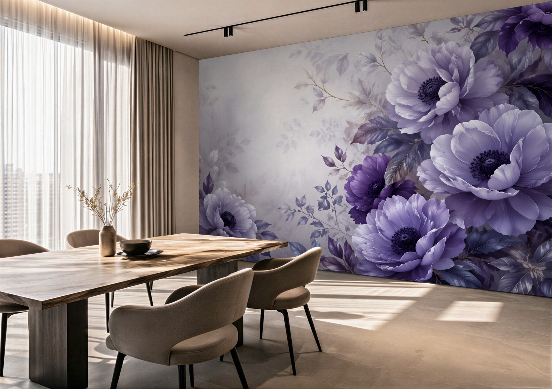 Fototapeta fioletowe anemony na pastelowym tle eleganckie?v23
