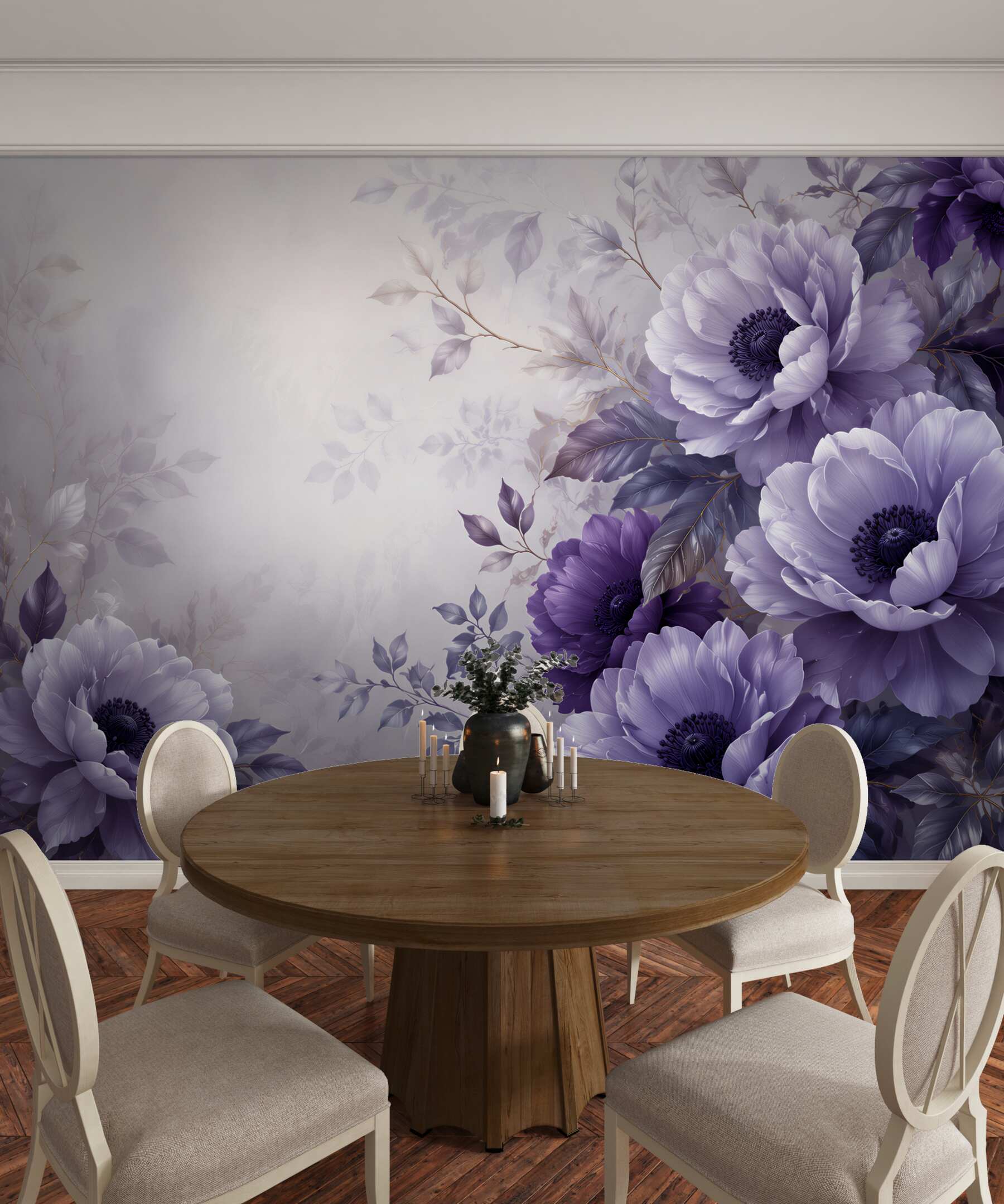 Fototapeta fioletowe anemony na pastelowym tle eleganckie?v23