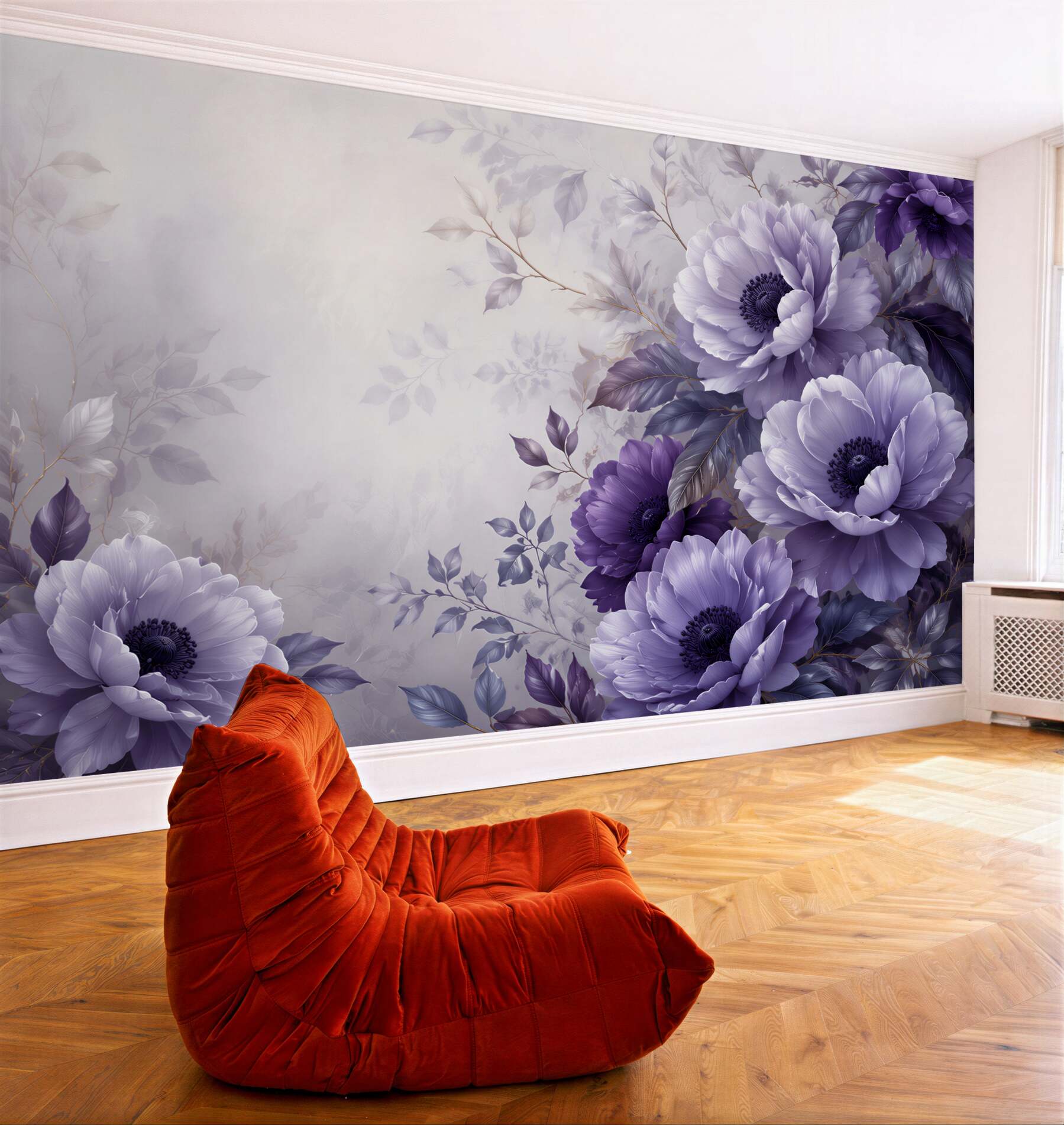 Fototapeta fioletowe anemony na pastelowym tle eleganckie?v23