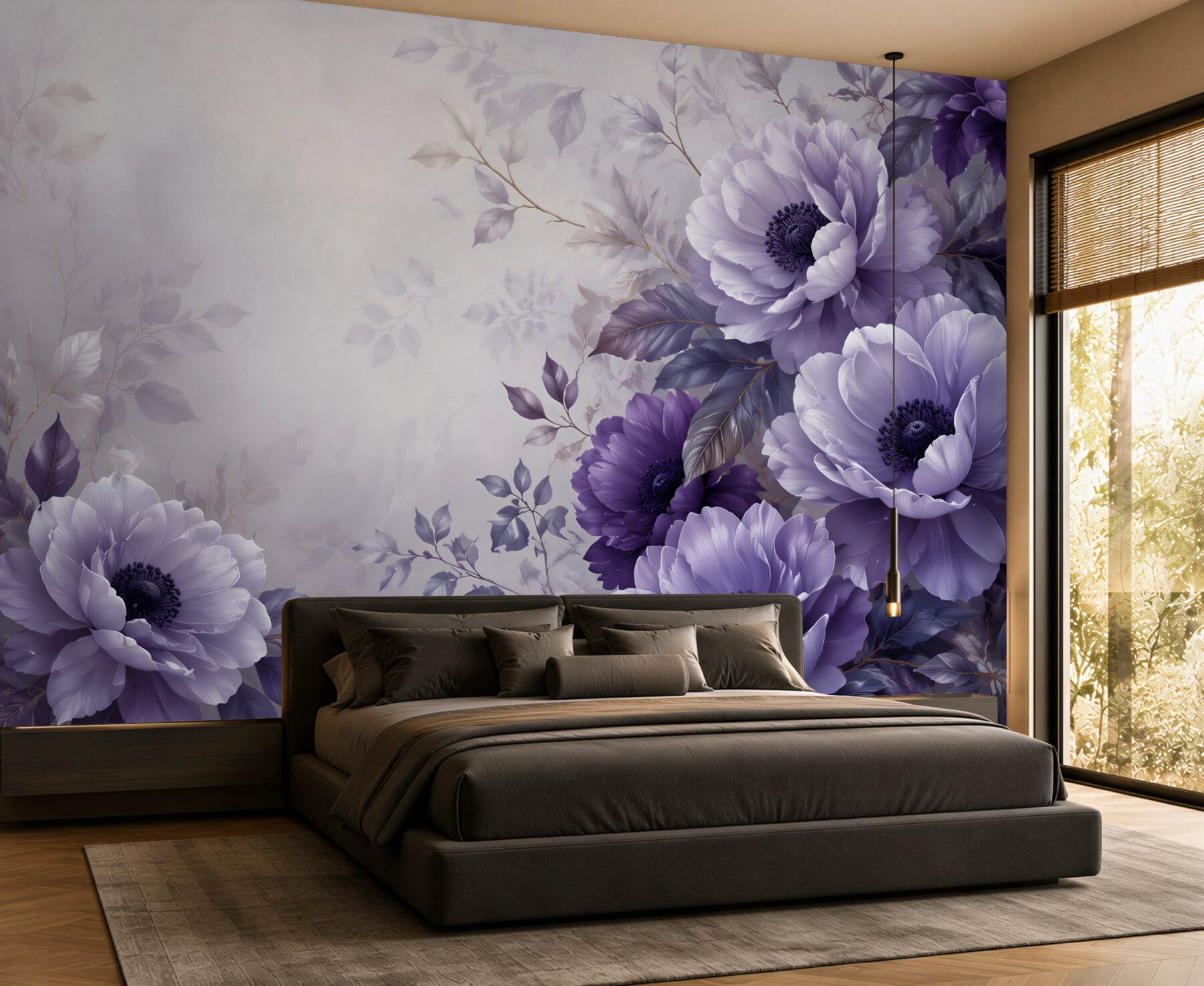 Fototapeta fioletowe anemony na pastelowym tle eleganckie?v23