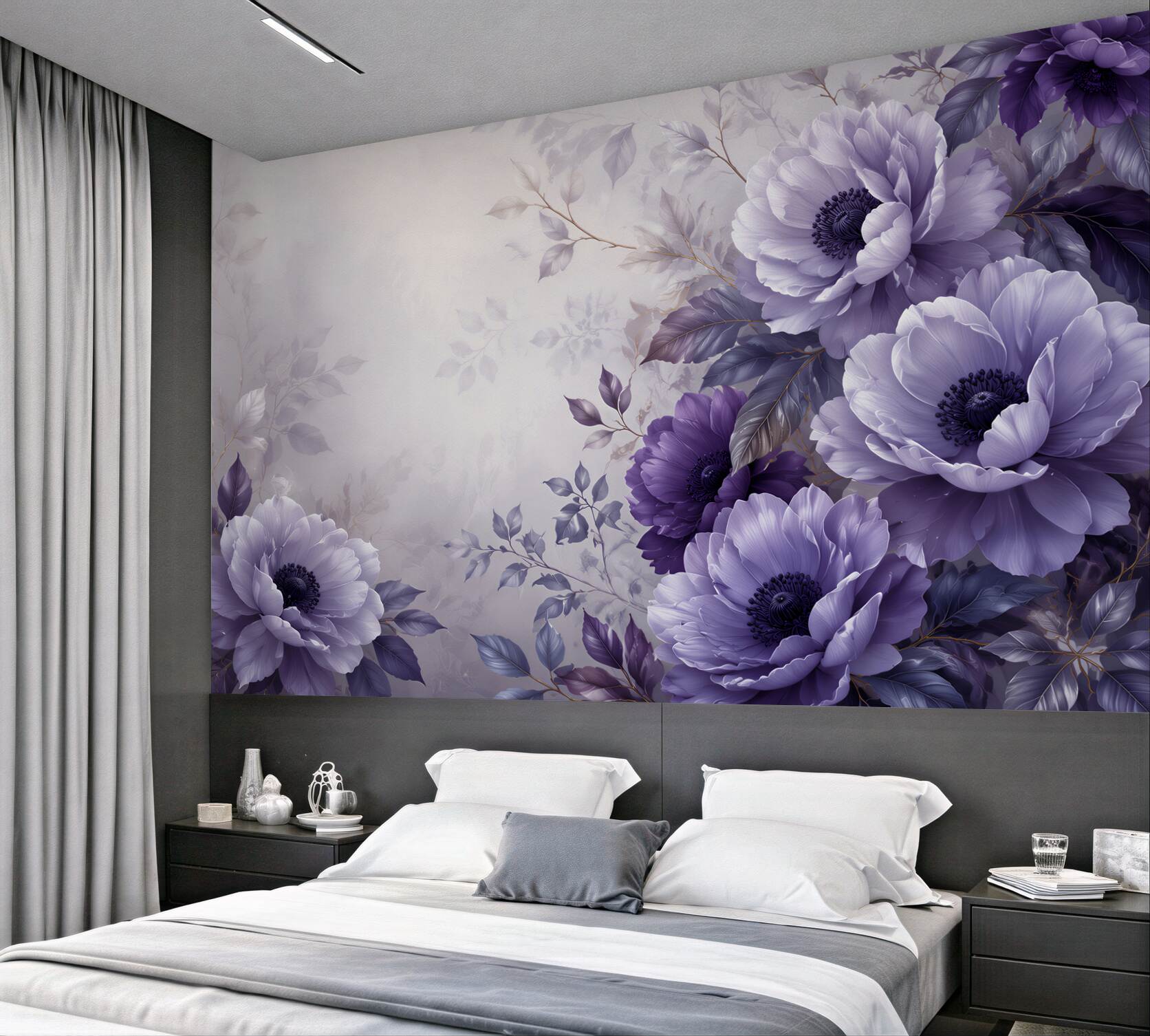 Fototapeta fioletowe anemony na pastelowym tle eleganckie?v23