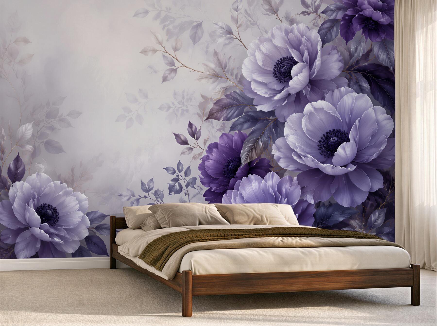 Fototapeta fioletowe anemony na pastelowym tle eleganckie?v23