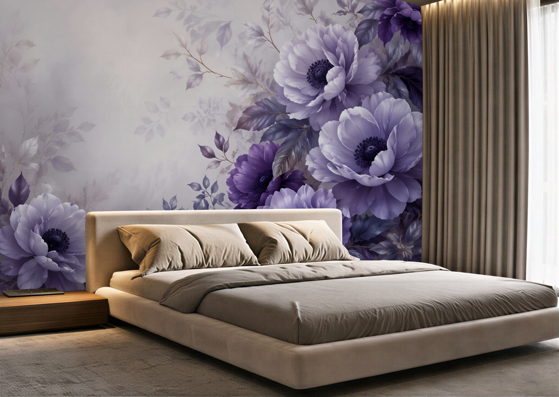 Fototapeta fioletowe anemony na pastelowym tle eleganckie?v23
