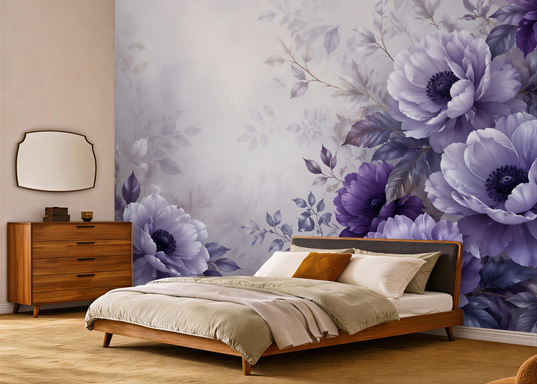 Fototapeta fioletowe anemony na pastelowym tle eleganckie?v23