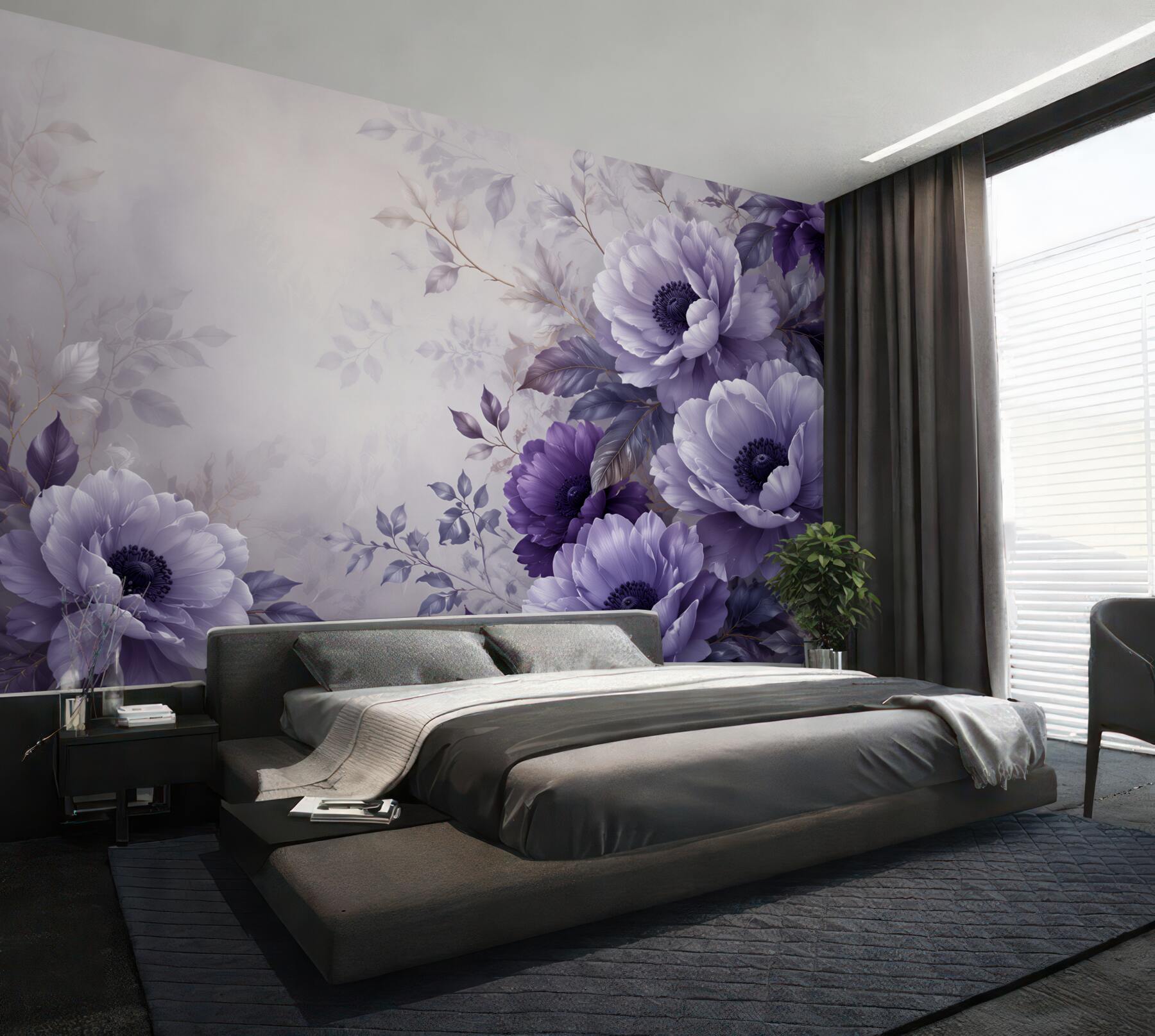 Fototapeta fioletowe anemony na pastelowym tle eleganckie?v23