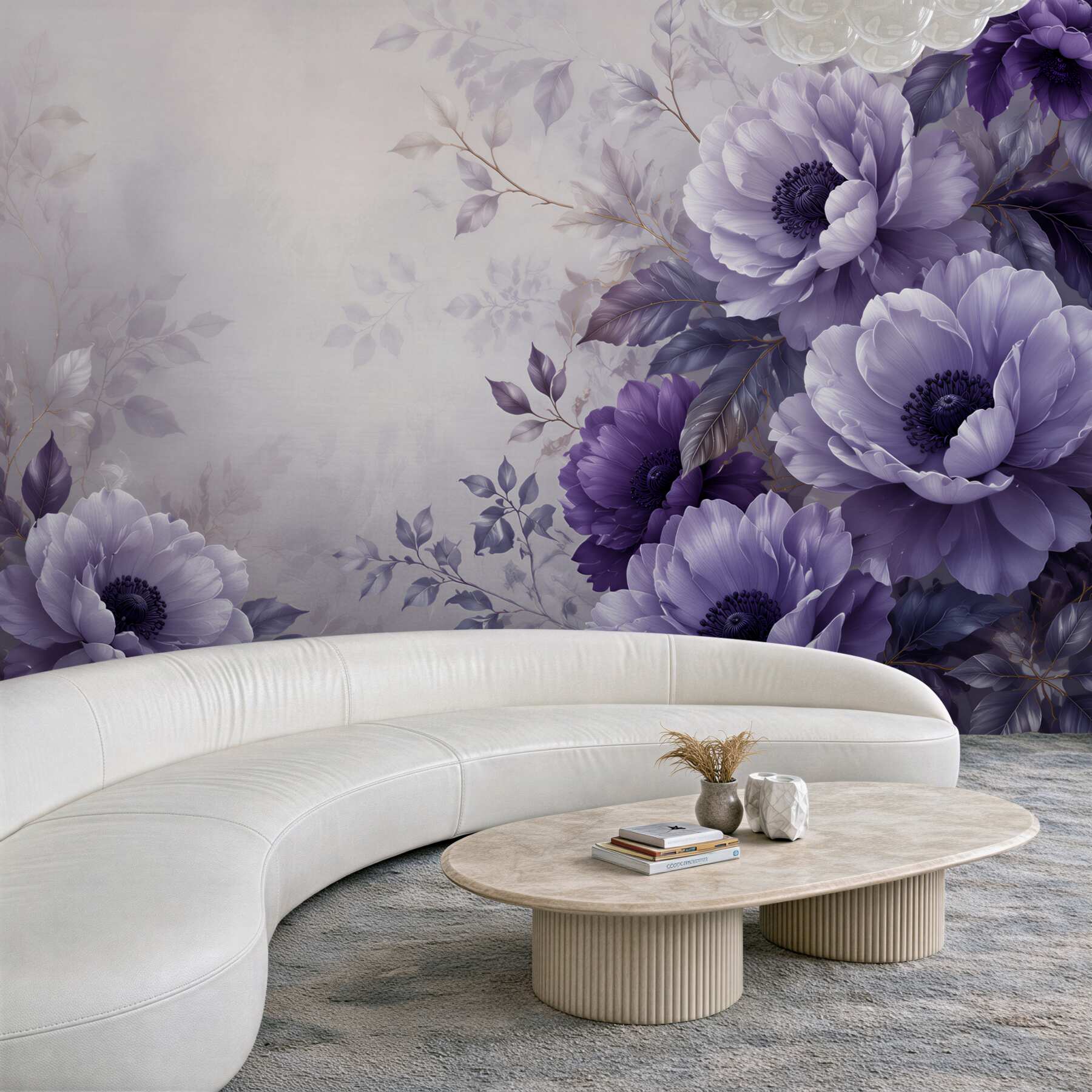 Fototapeta fioletowe anemony na pastelowym tle eleganckie?v23