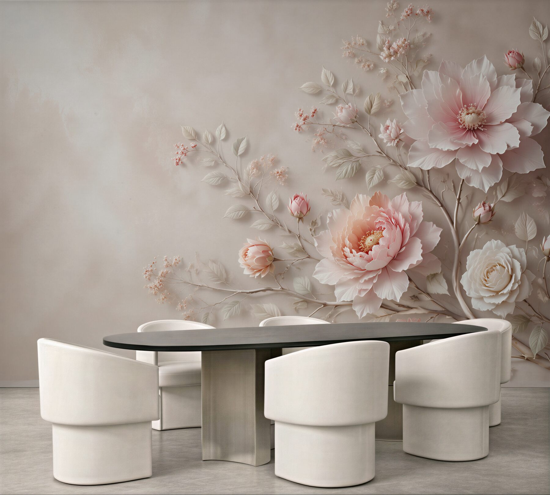 Fototapeta jasnoróżowe peonie i róże na beżowym tle elegancka?v23
