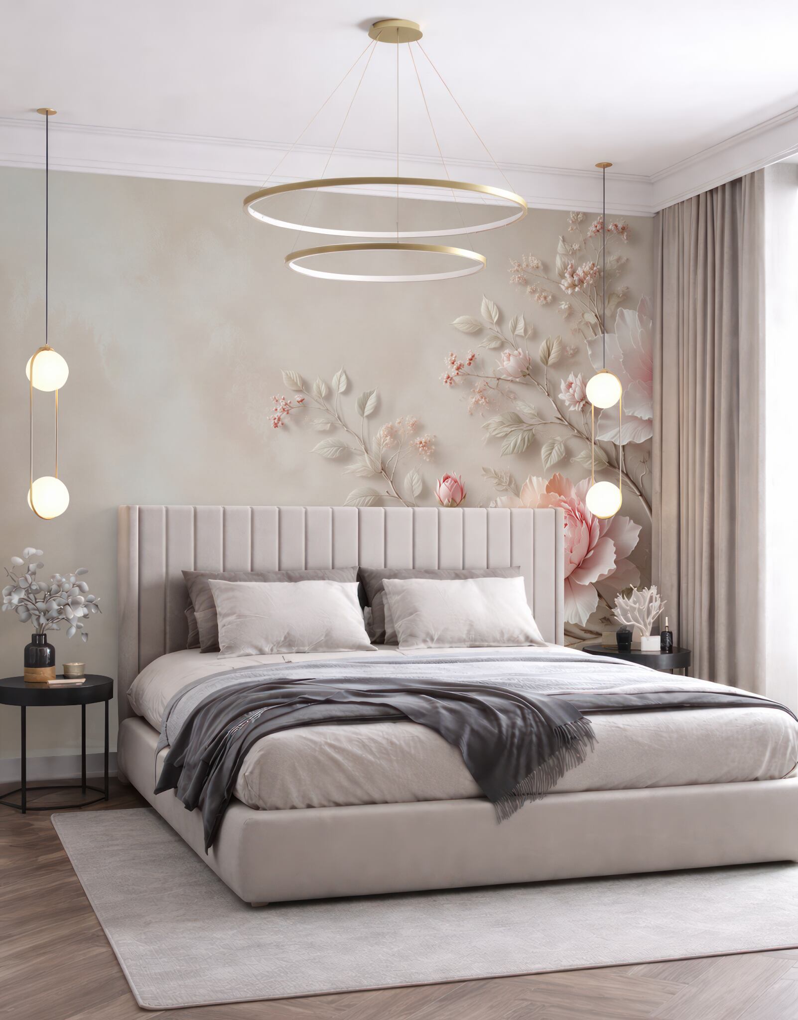 Fototapeta jasnoróżowe peonie i róże na beżowym tle elegancka?v23