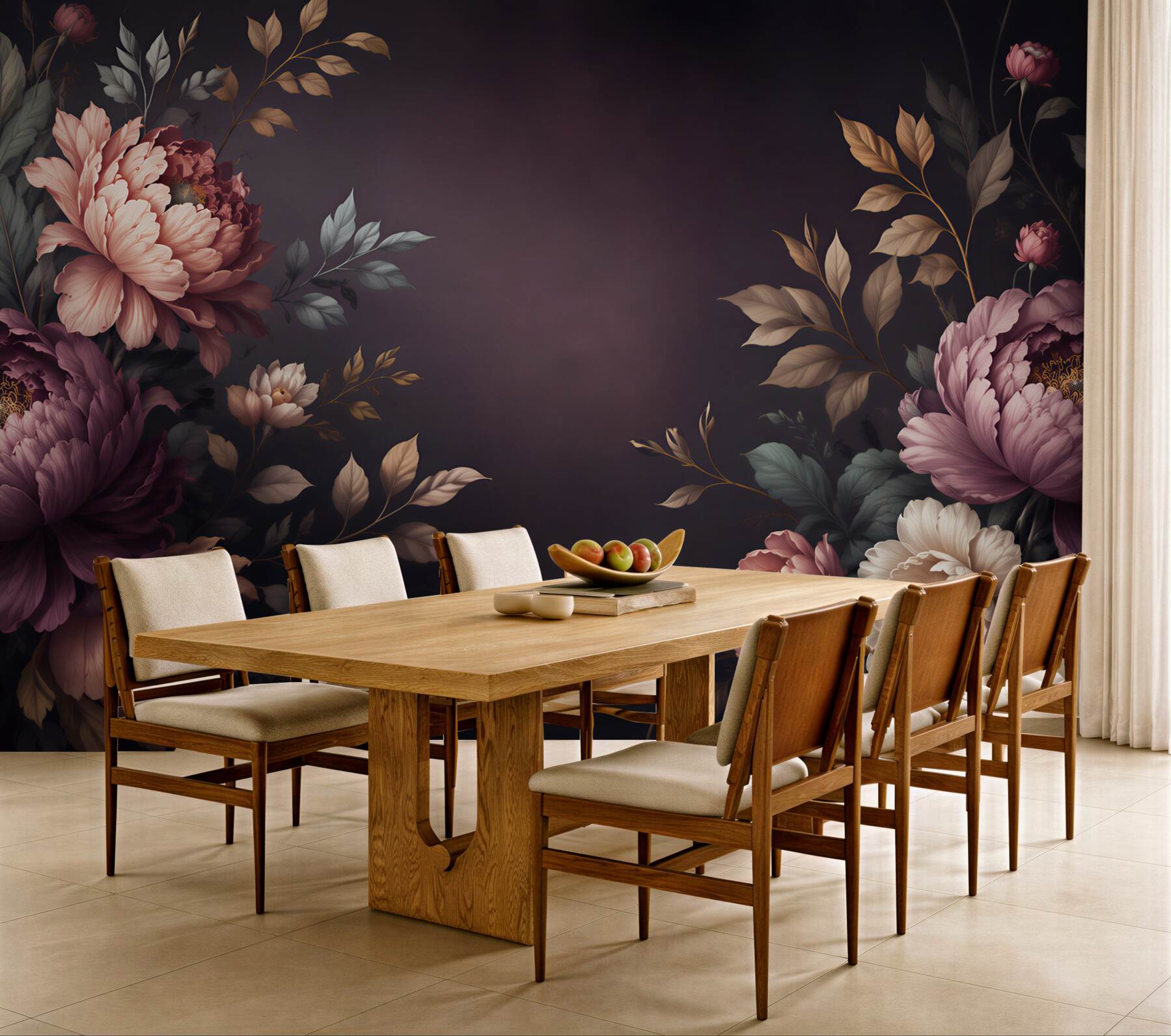 Fototapeta piwonie pudrowy róż na ciemnym tle elegancka?v23