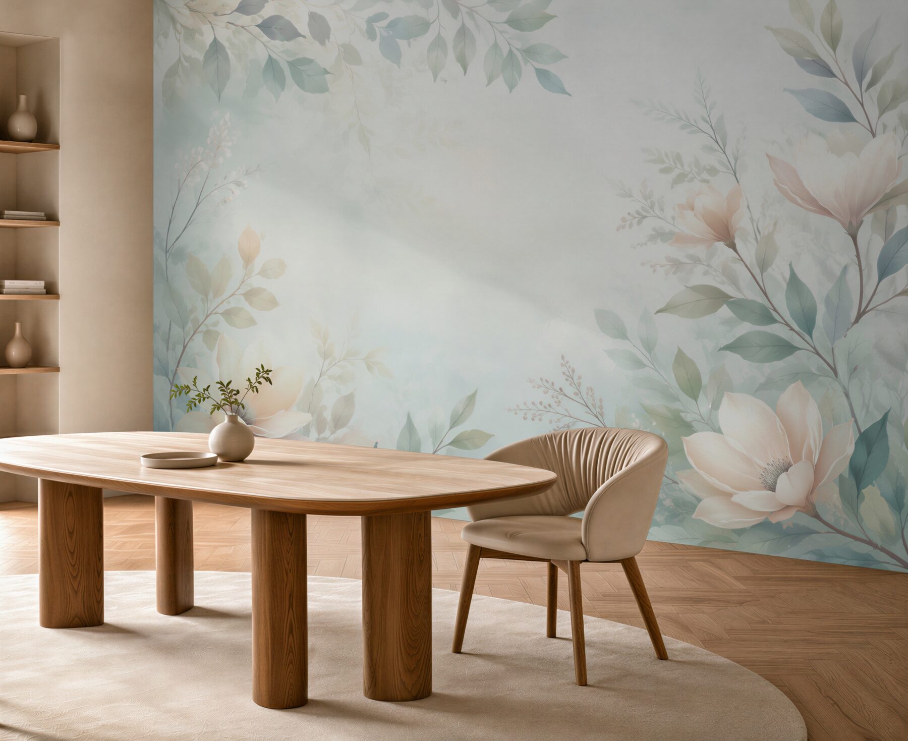 Fototapeta delikatne magnolie i liście pastelowa akwarelowa?v23