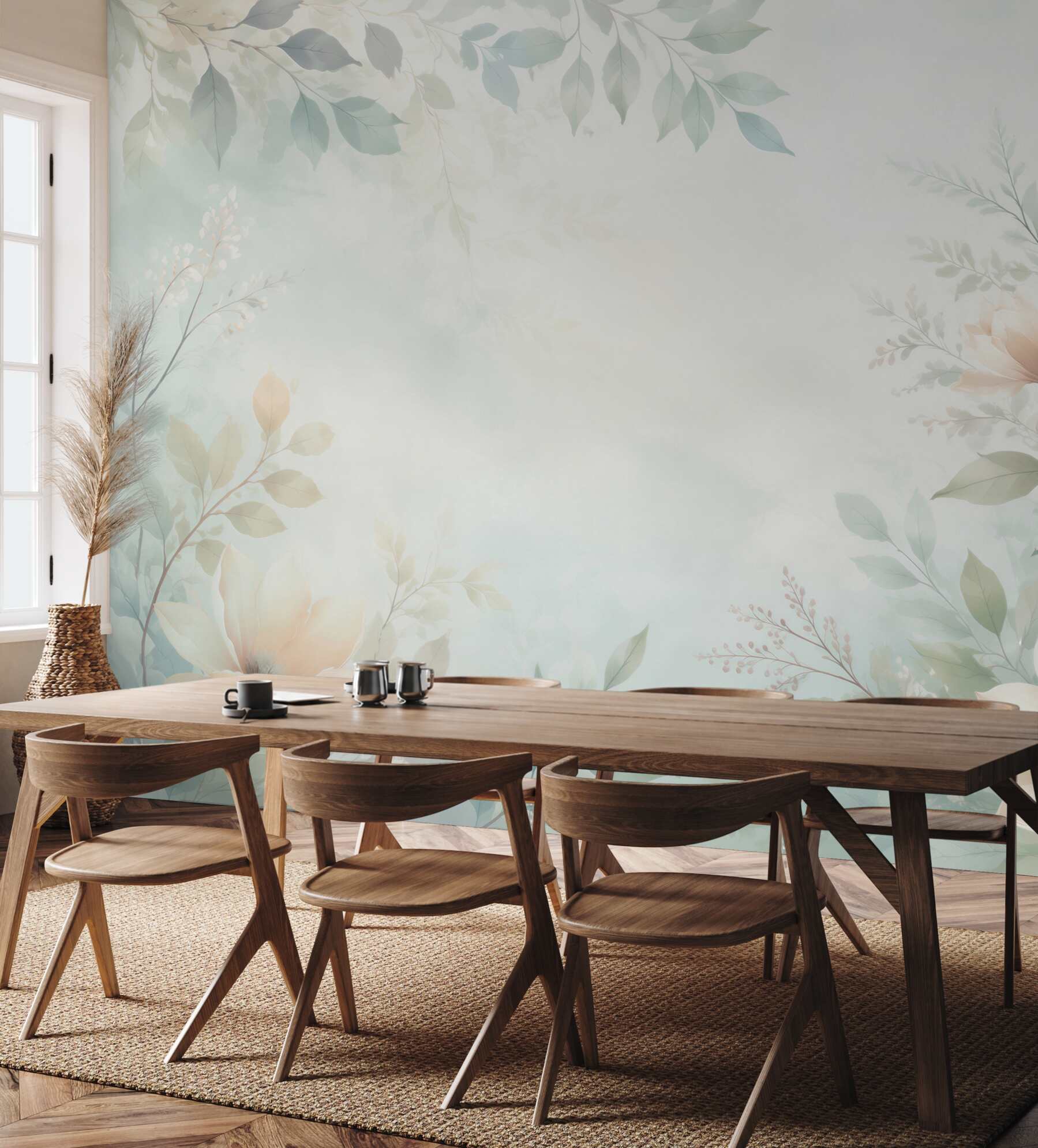 Fototapeta delikatne magnolie i liście pastelowa akwarelowa?v23