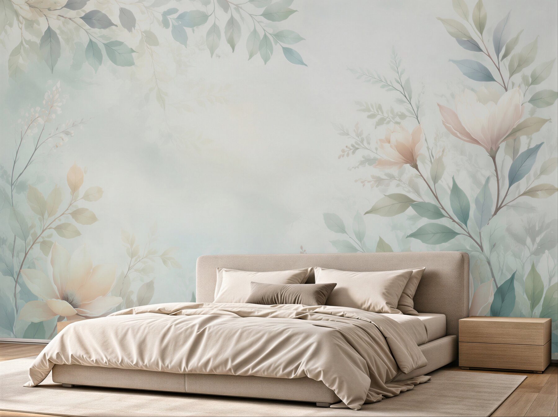 Fototapeta delikatne magnolie i liście pastelowa akwarelowa?v23