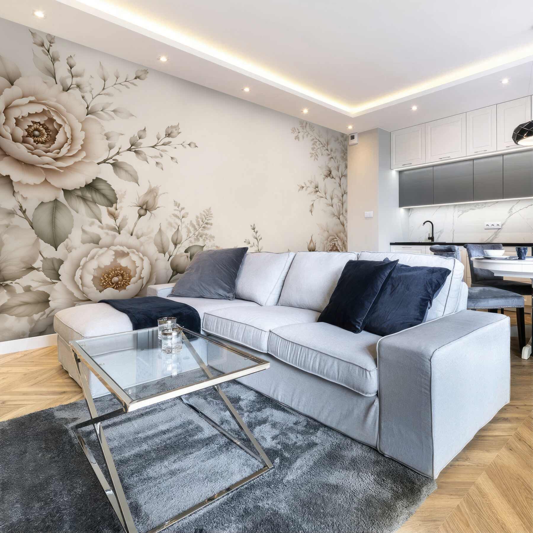 Fototapeta beżowe kwiaty piwonii w subtelnej eleganckiej kompozycji?v23
