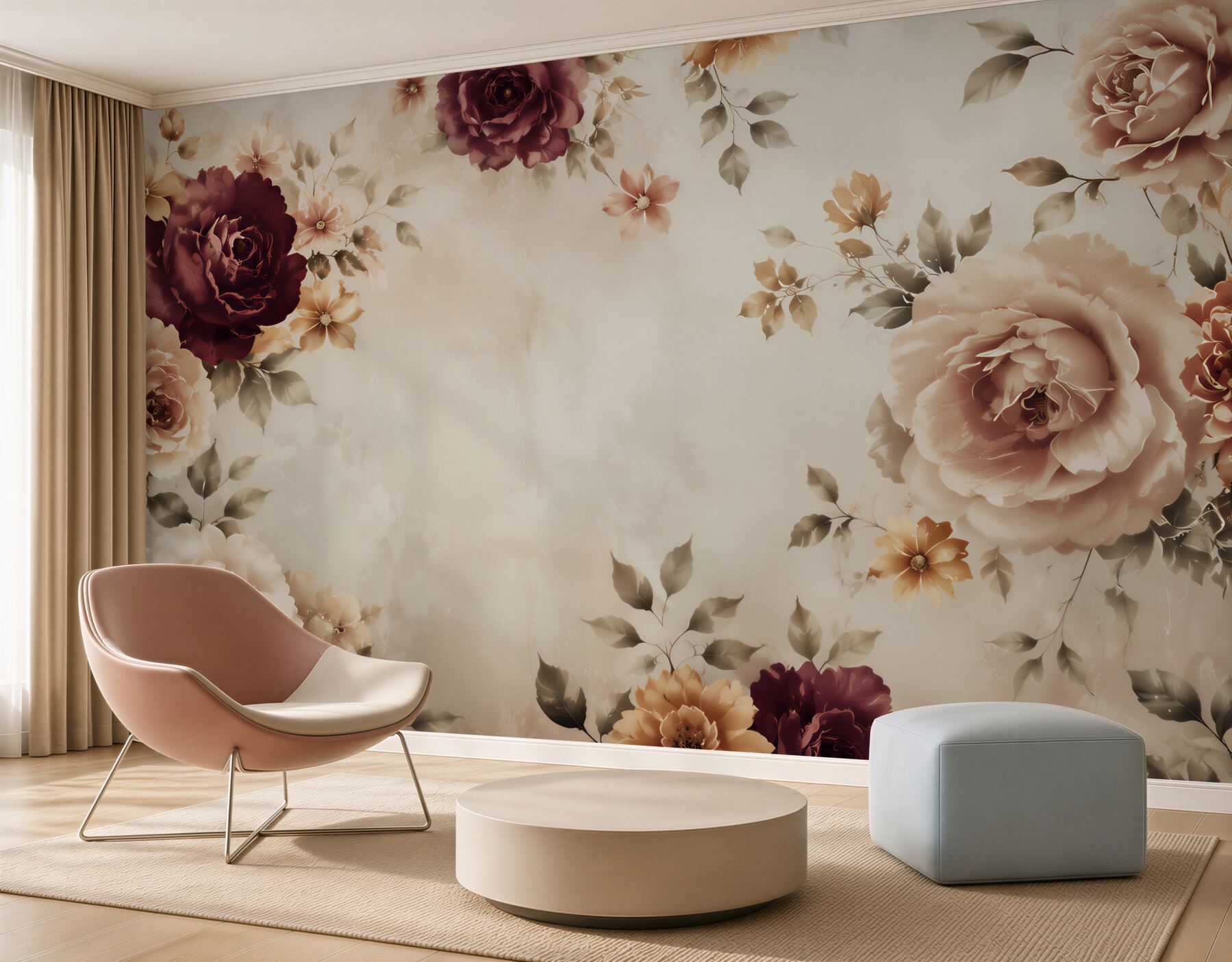 Fototapeta róże bordo i beżowe na jasnym tle elegancka klasyczna?v23