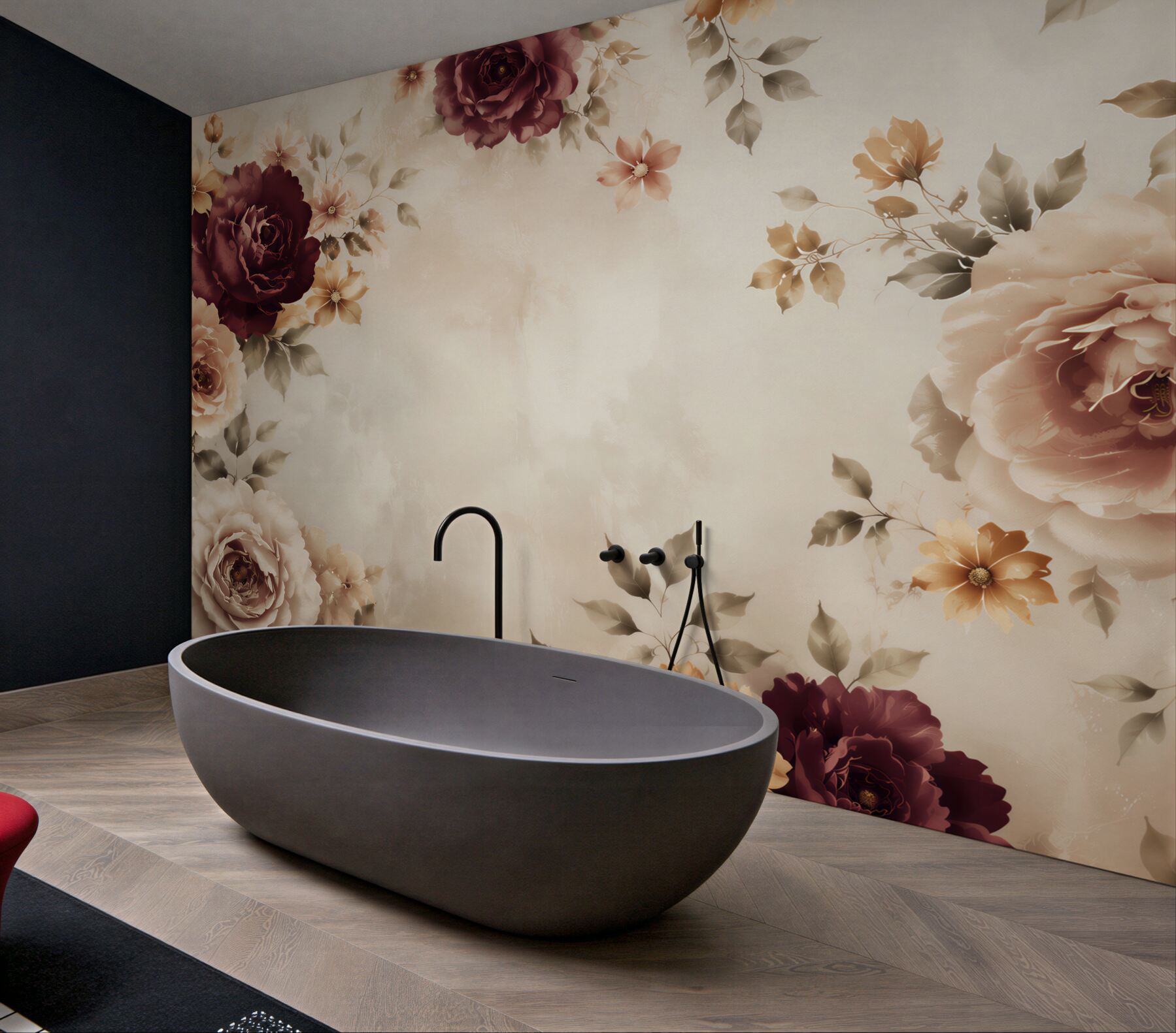 Fototapeta róże bordo i beżowe na jasnym tle elegancka klasyczna?v23