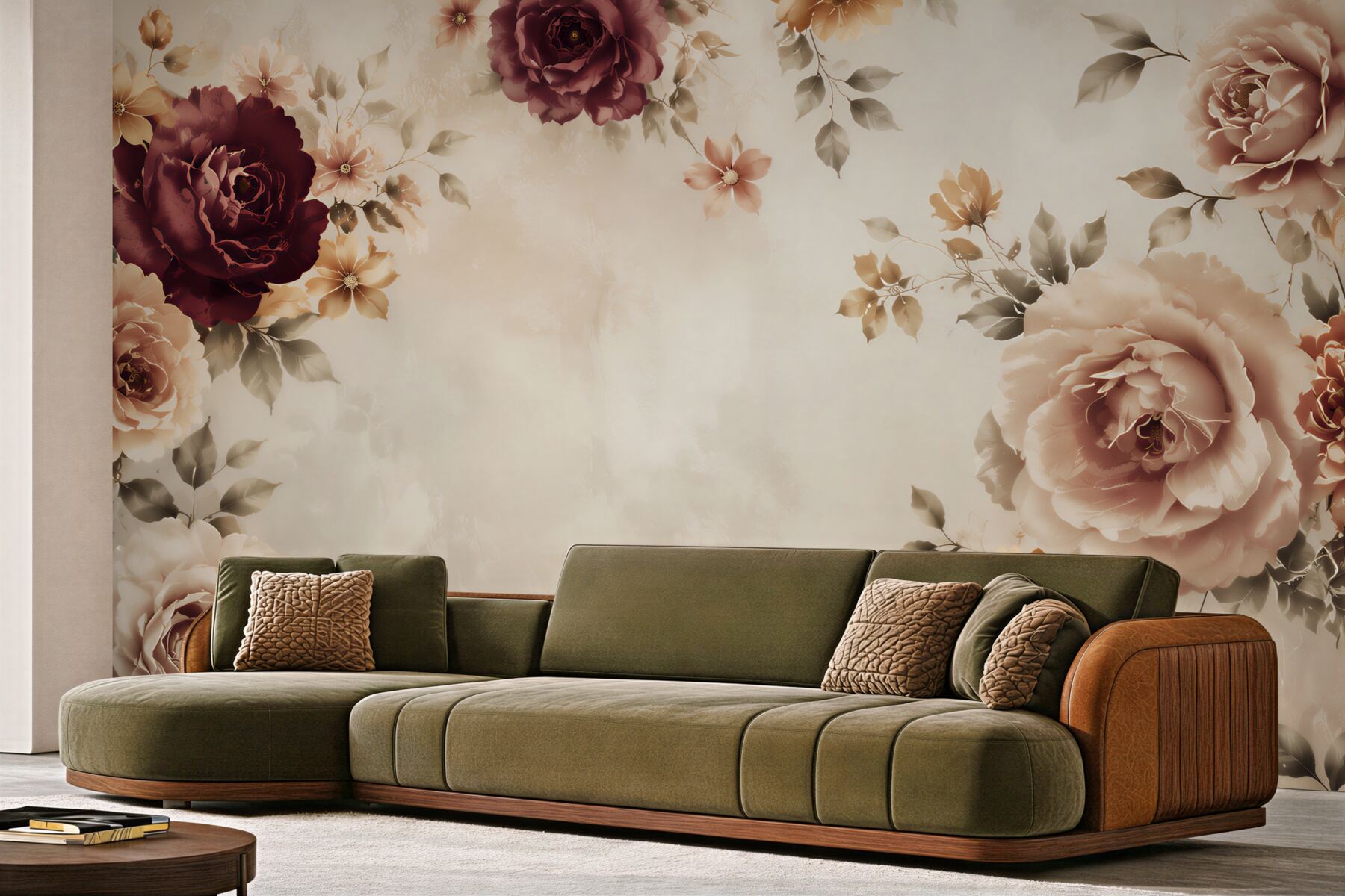 Fototapeta róże bordo i beżowe na jasnym tle elegancka klasyczna?v23