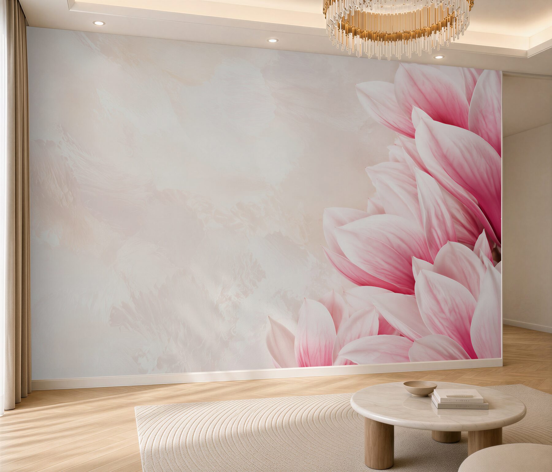 Fototapeta różowe magnolie na jasnym kremowym tle?v23