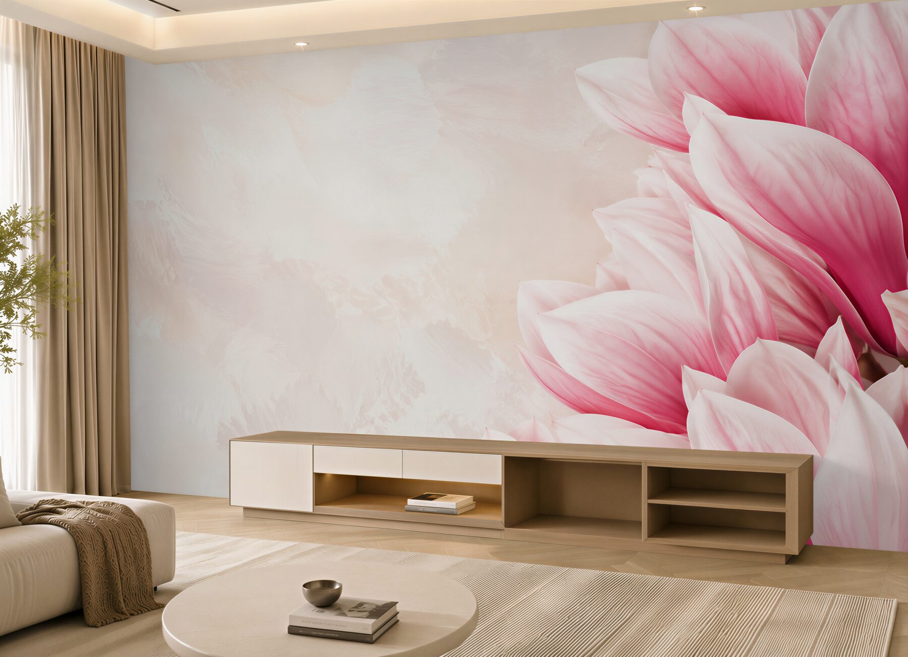 Fototapeta różowe magnolie na jasnym kremowym tle?v23
