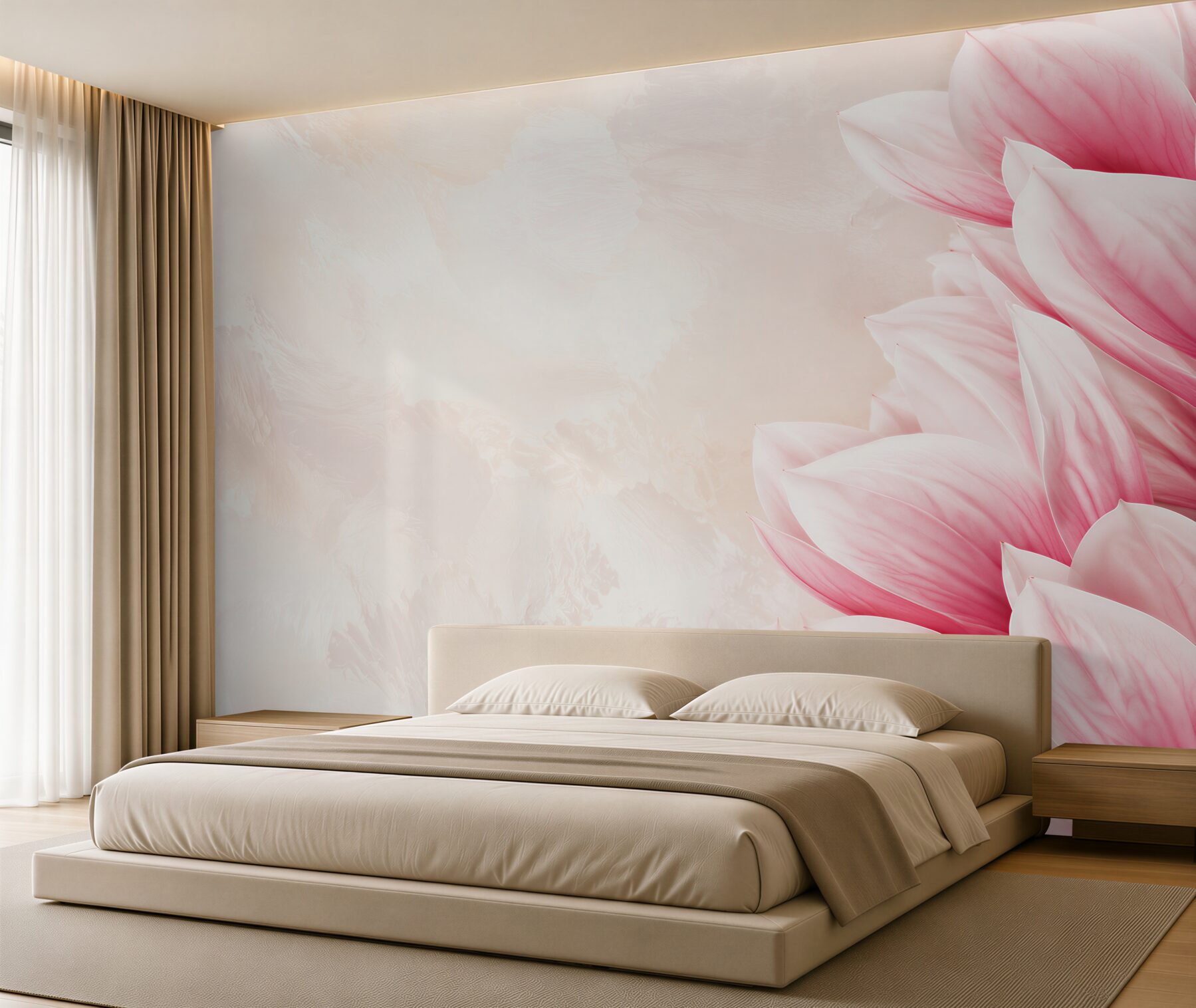 Fototapeta różowe magnolie na jasnym kremowym tle?v23