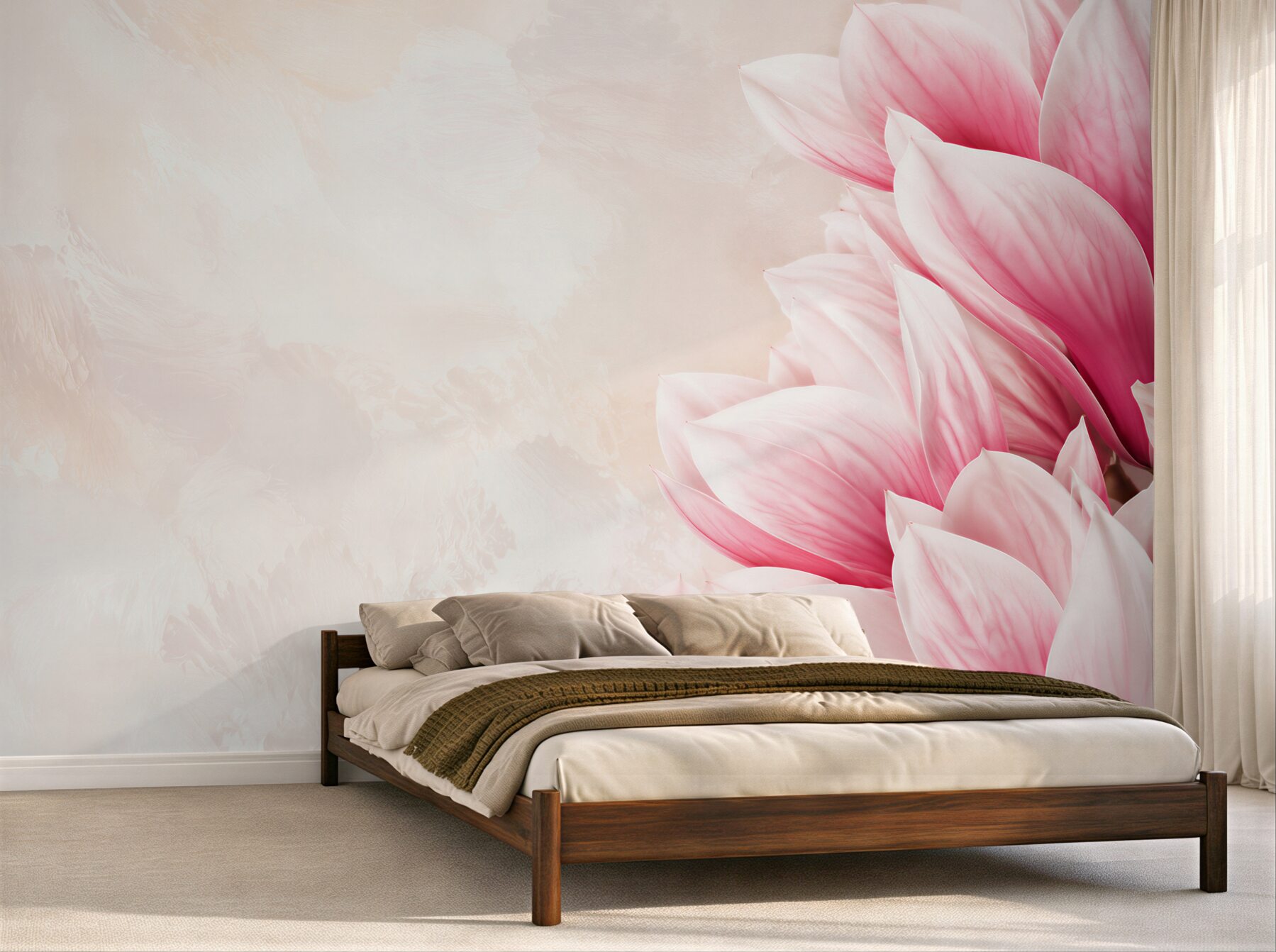 Fototapeta różowe magnolie na jasnym kremowym tle?v23